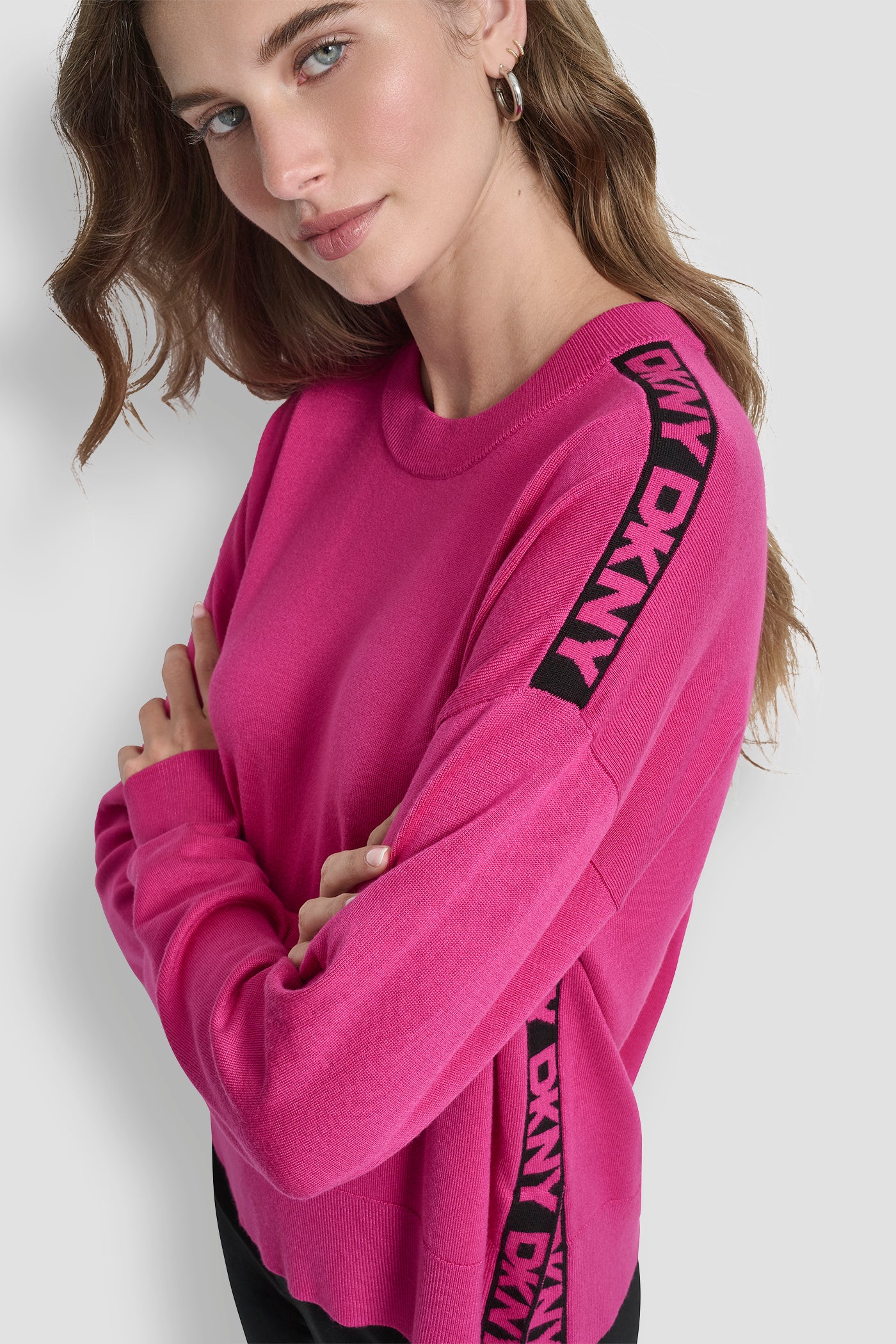 LONG SLEEVE LOGO TAPE SWEATER VIEW 3 | Back-To-School Shop