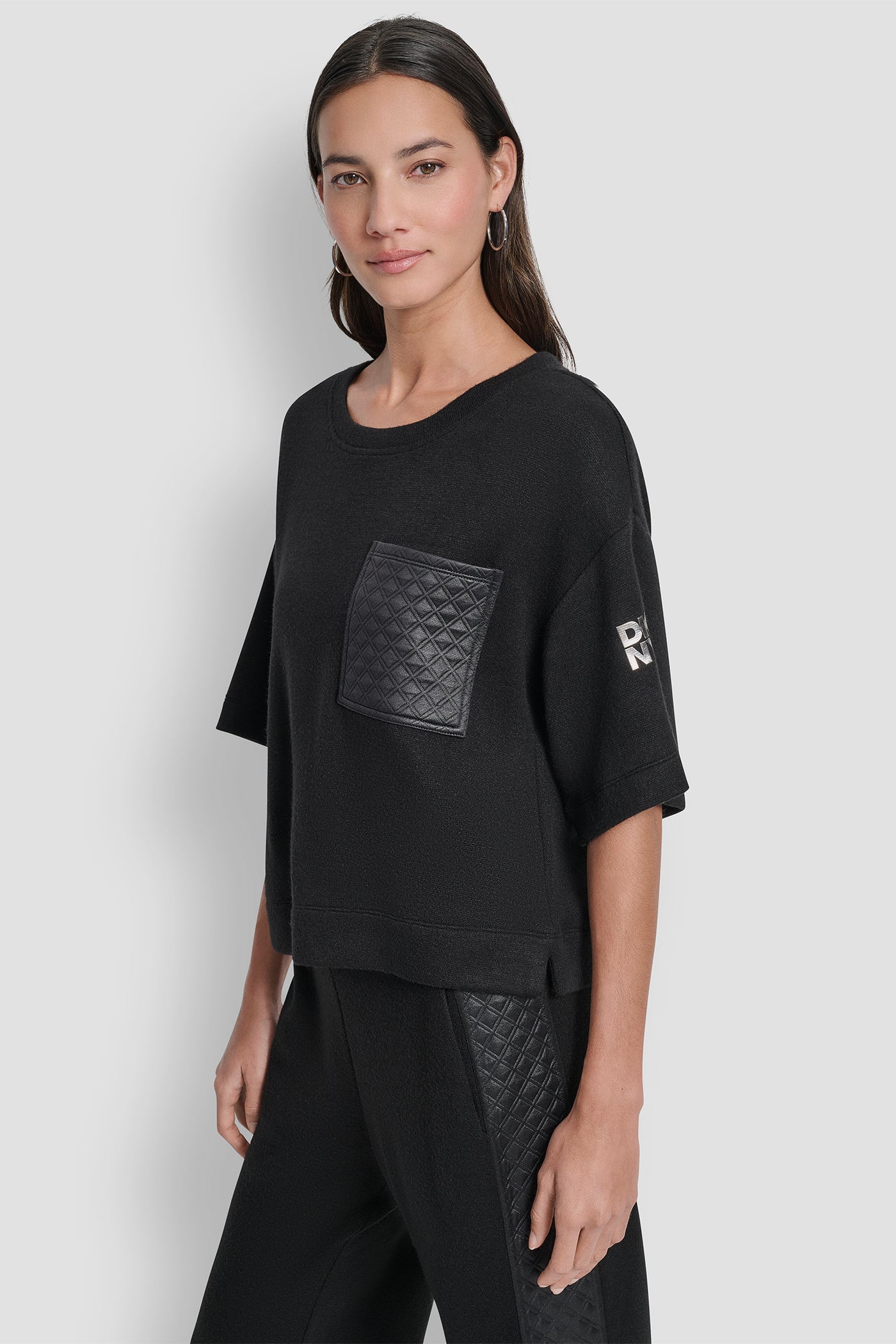 SOFT STRUCTURE SHORT SLEEVE KNIT TOP VIEW 3 | WOMEN'S SWEATERS & TOPS