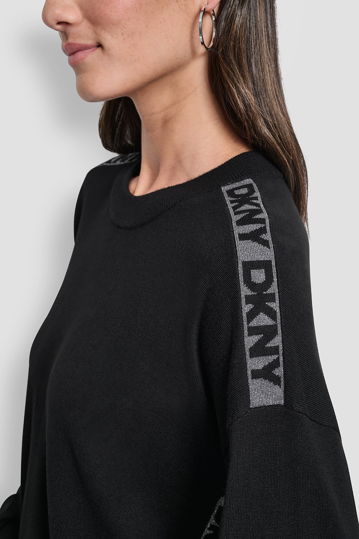LONG SLEEVE LOGO TAPE LUREX SWEATER VIEW 6 | DKNY Promo