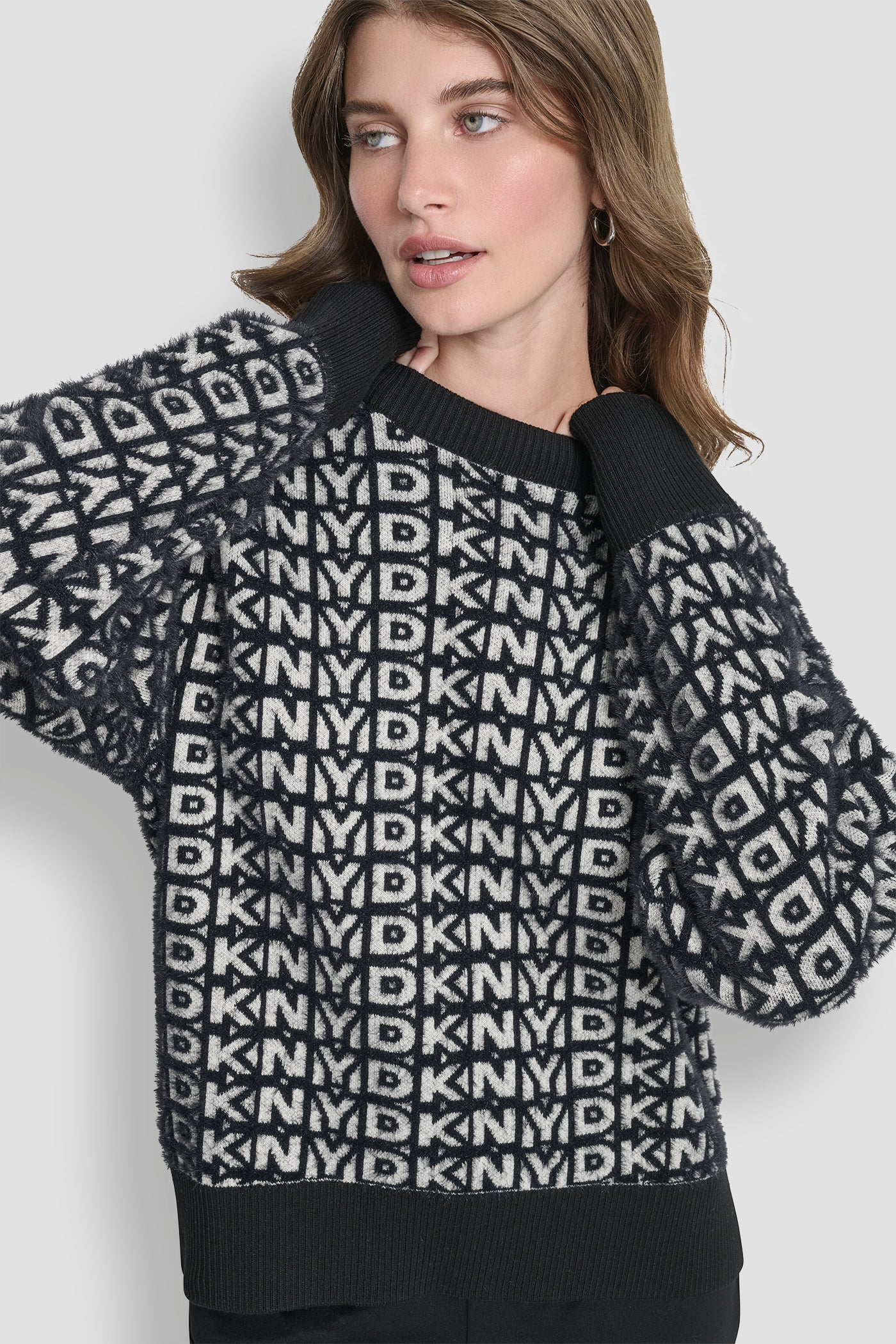 FUR ALL OVER LOGO SWEATER VIEW 5 | DKNY Promo