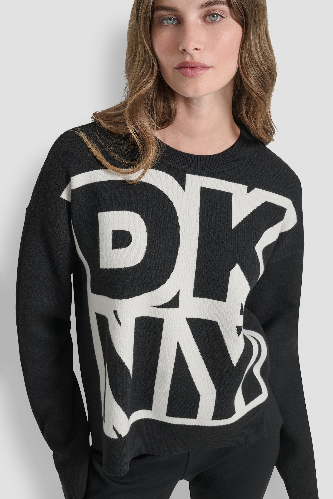 LONG SLEEVE LARGE COLORBLOCK LOGO SWEATER VIEW 4 | WOMEN'S SWEATERS & TOPS