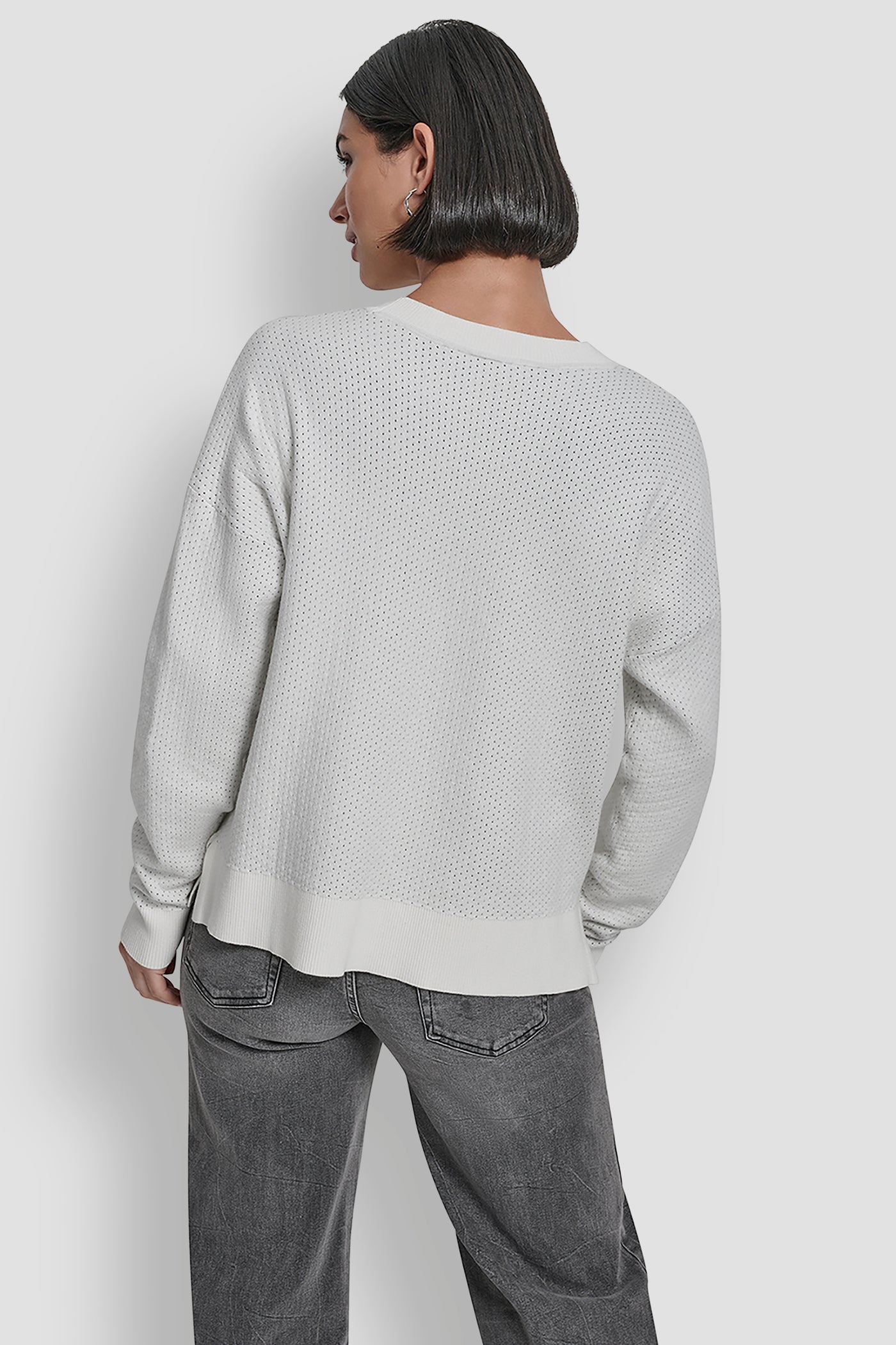 IVORY ESSENTIAL PULLOVER SWEATER, BACK VIEW | WOMEN'S SWEATERS & TOPS