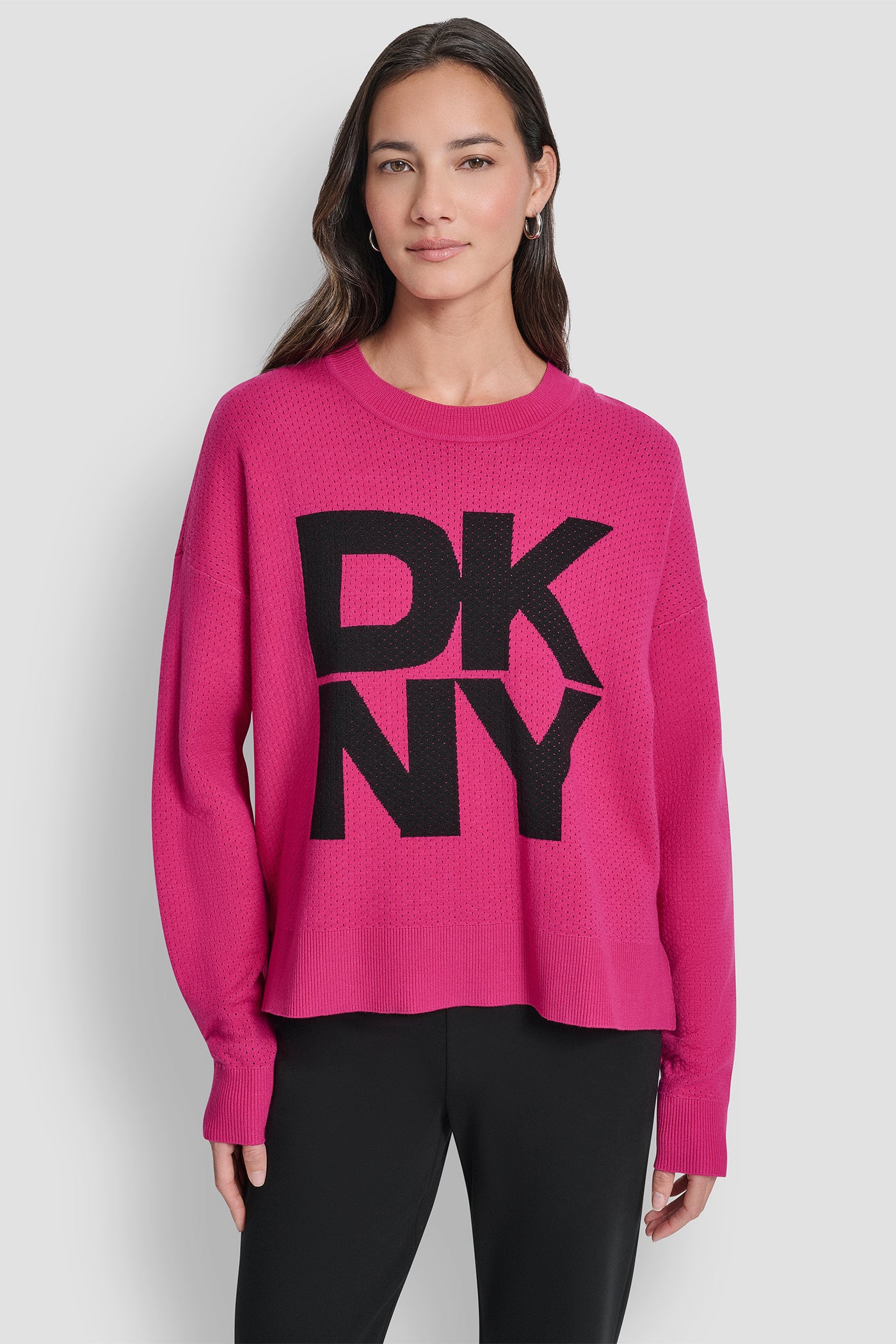FUCHSIA ESSENTIAL PULLOVER SWEATER, FRONT VIEW | WOMEN'S SWEATERS & TOPS