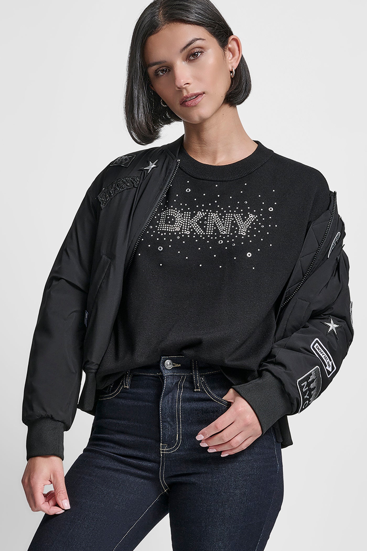 LONG SLEEVE GLITTER LOGO PULLOVER SWEATER VIEW 5 | WOMEN'S SWEATERS & TOPS