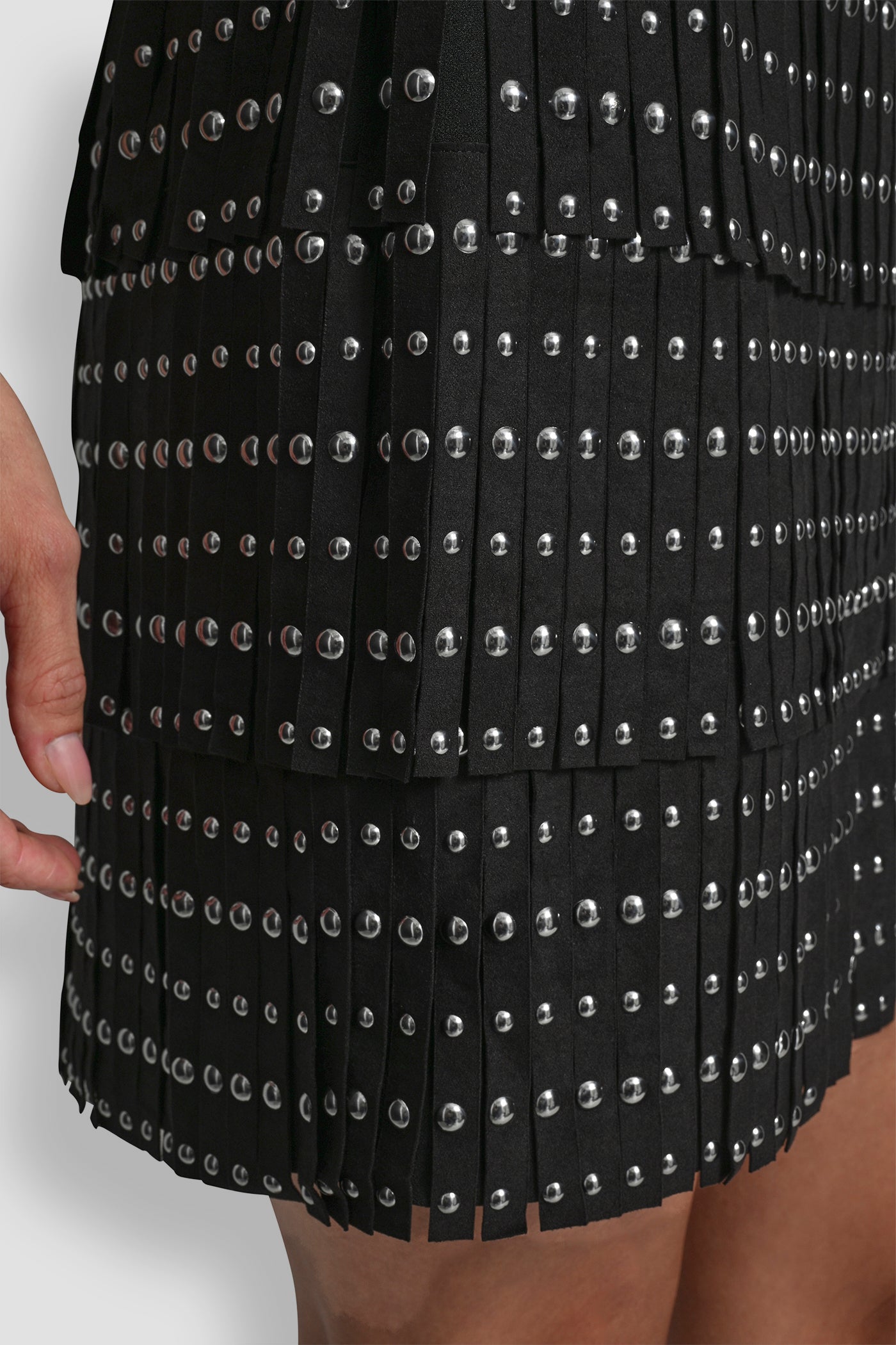 FAUX SUEDE STUDDED FRINGE MINI SKIRT VIEW 5 | Skirts