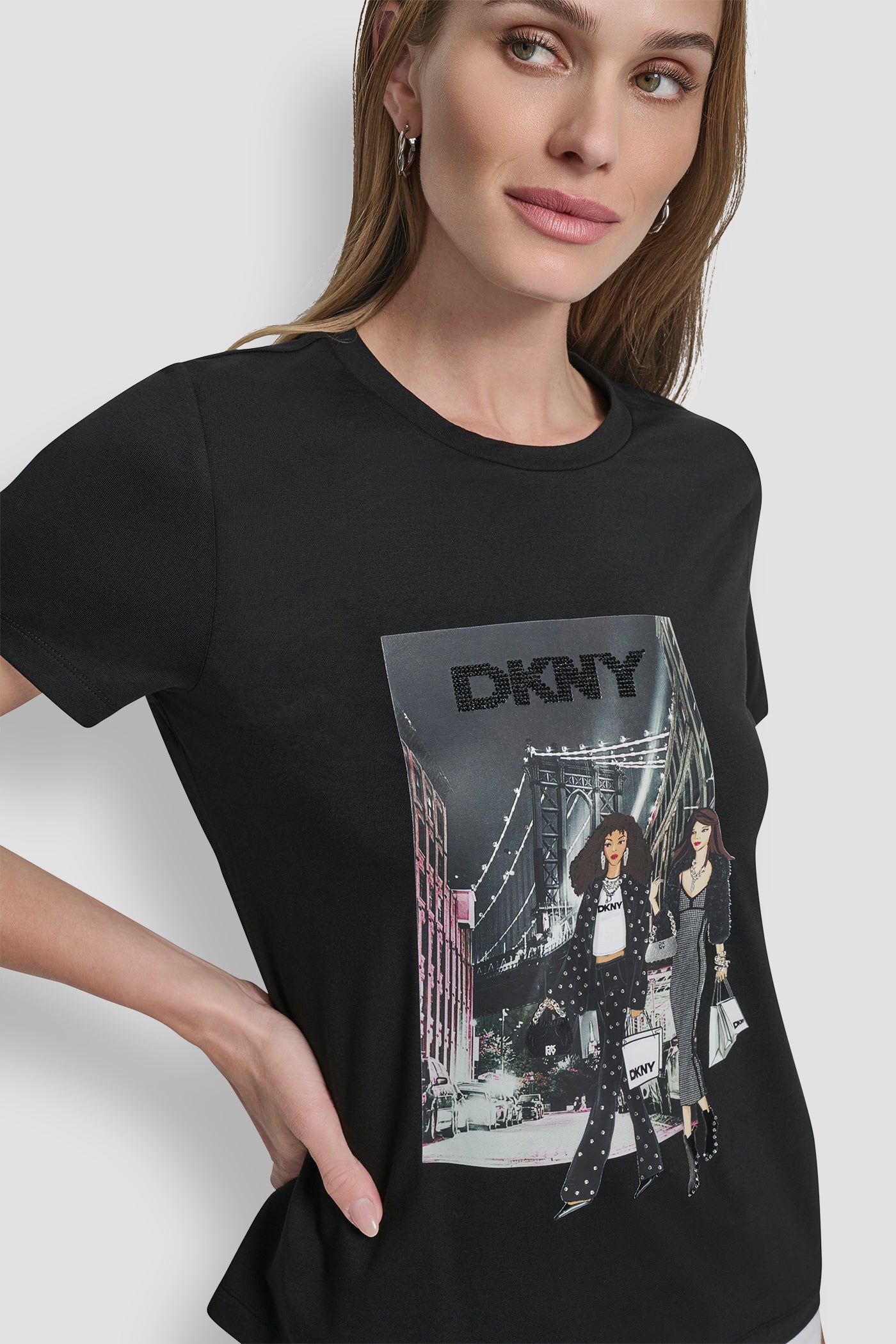 SHORT SLEEVE SOFT STRECH CREWNECK TEE VIEW 5 | DKNY Promo
