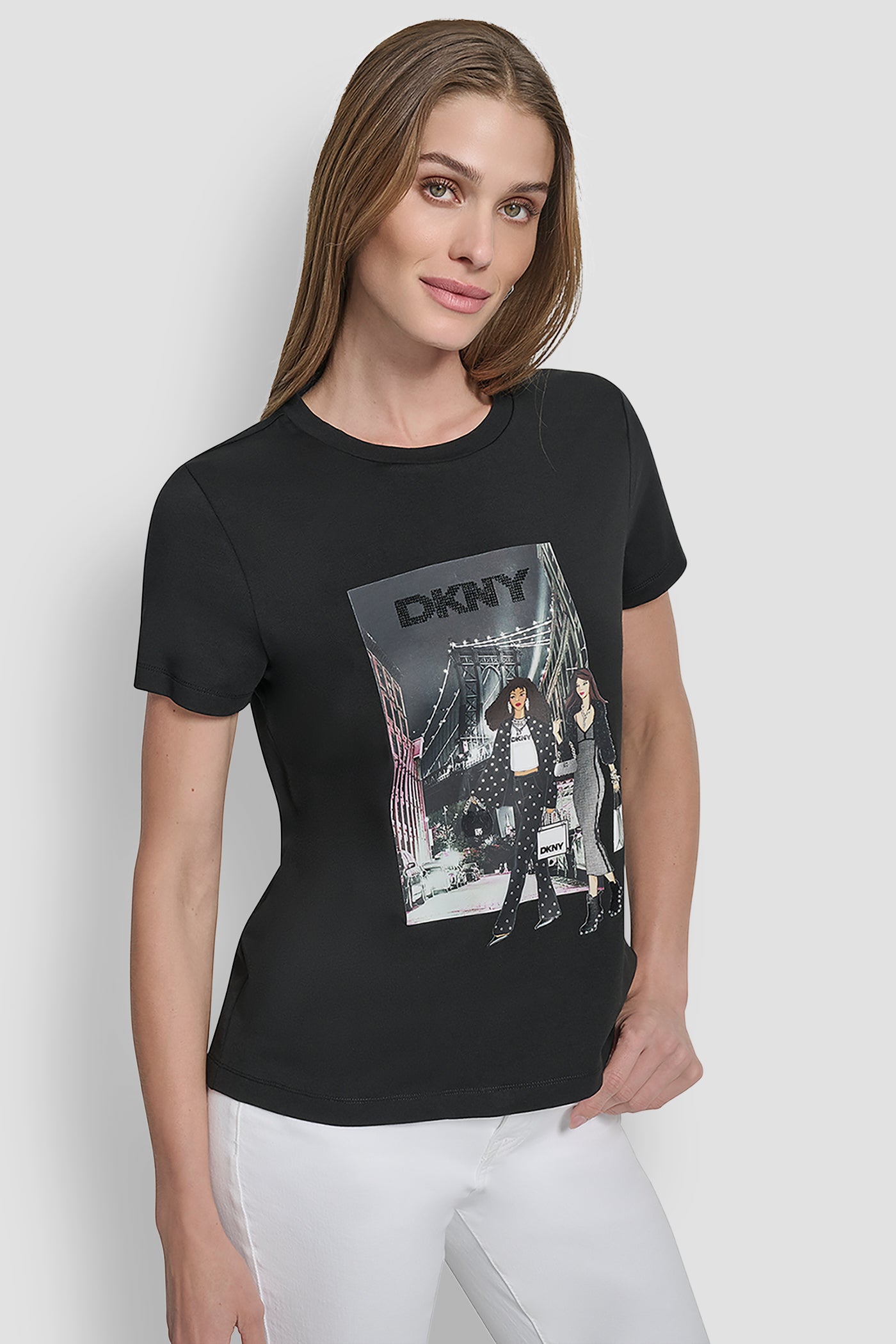 SHORT SLEEVE SOFT STRECH CREWNECK TEE VIEW 3 | DKNY Promo