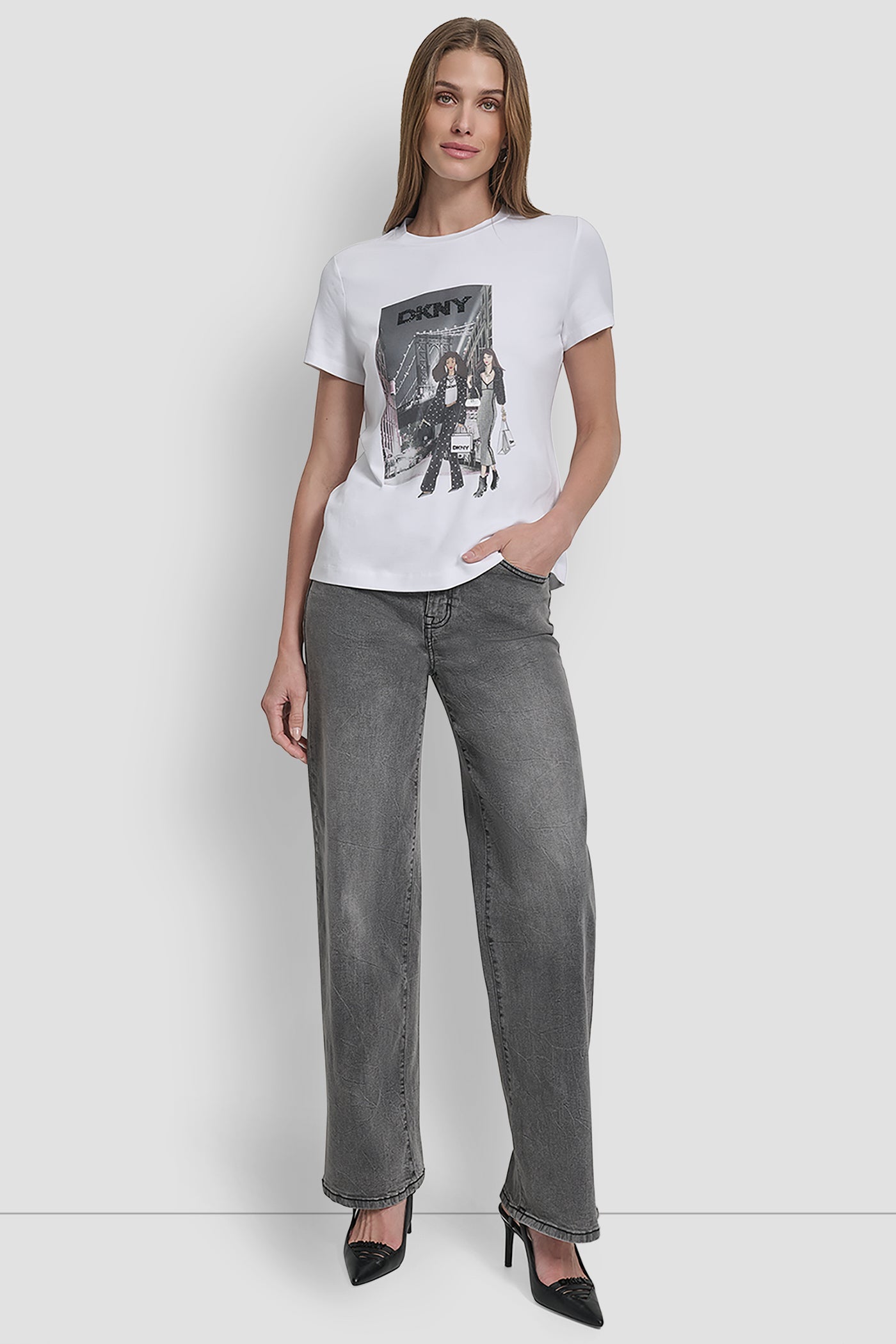 SHORT SLEEVE SOFT STRECH CREWNECK TEE VIEW 6 | DKNY Promo