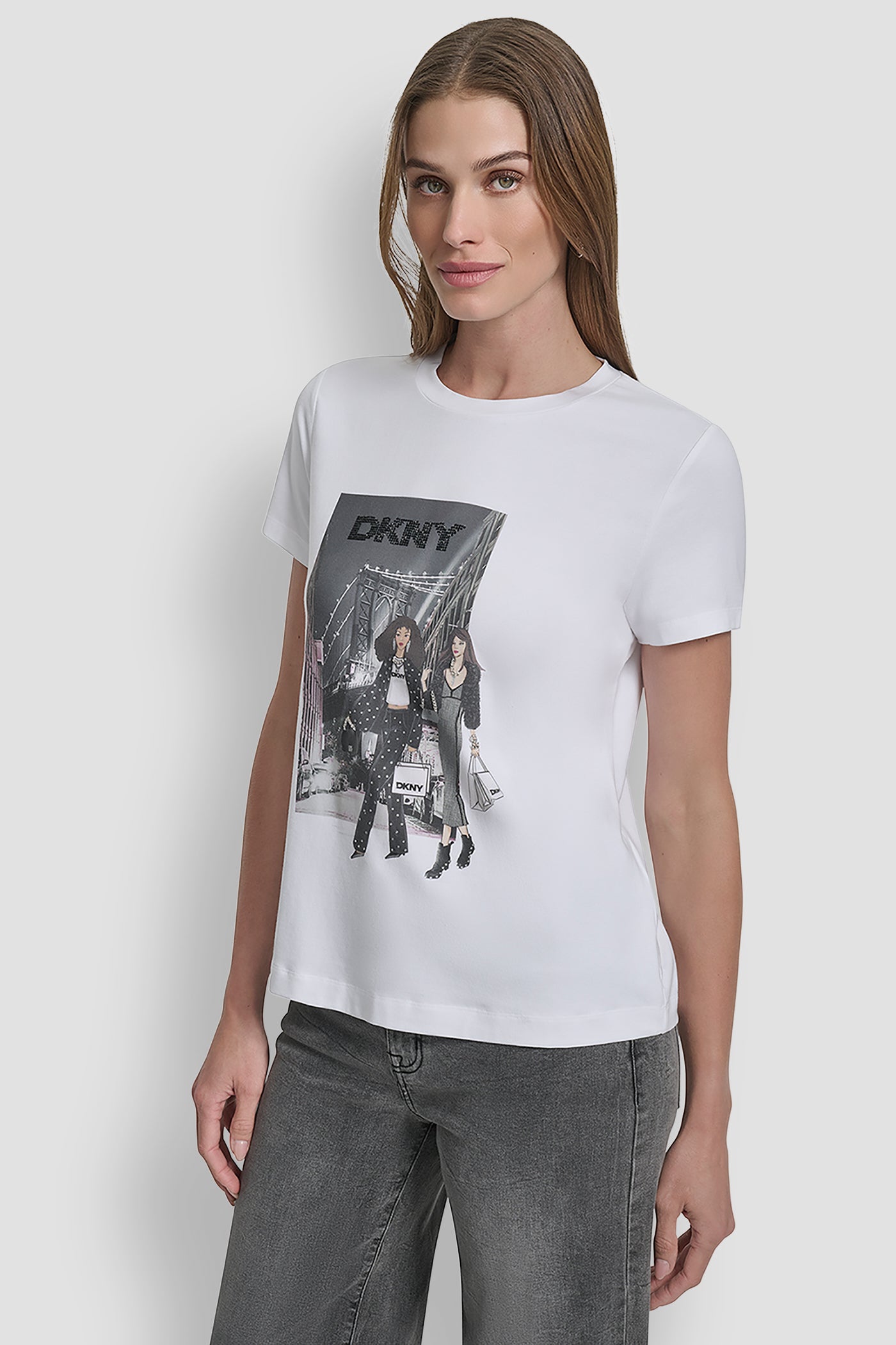 SHORT SLEEVE SOFT STRECH CREWNECK TEE VIEW 3 | DKNY Promo