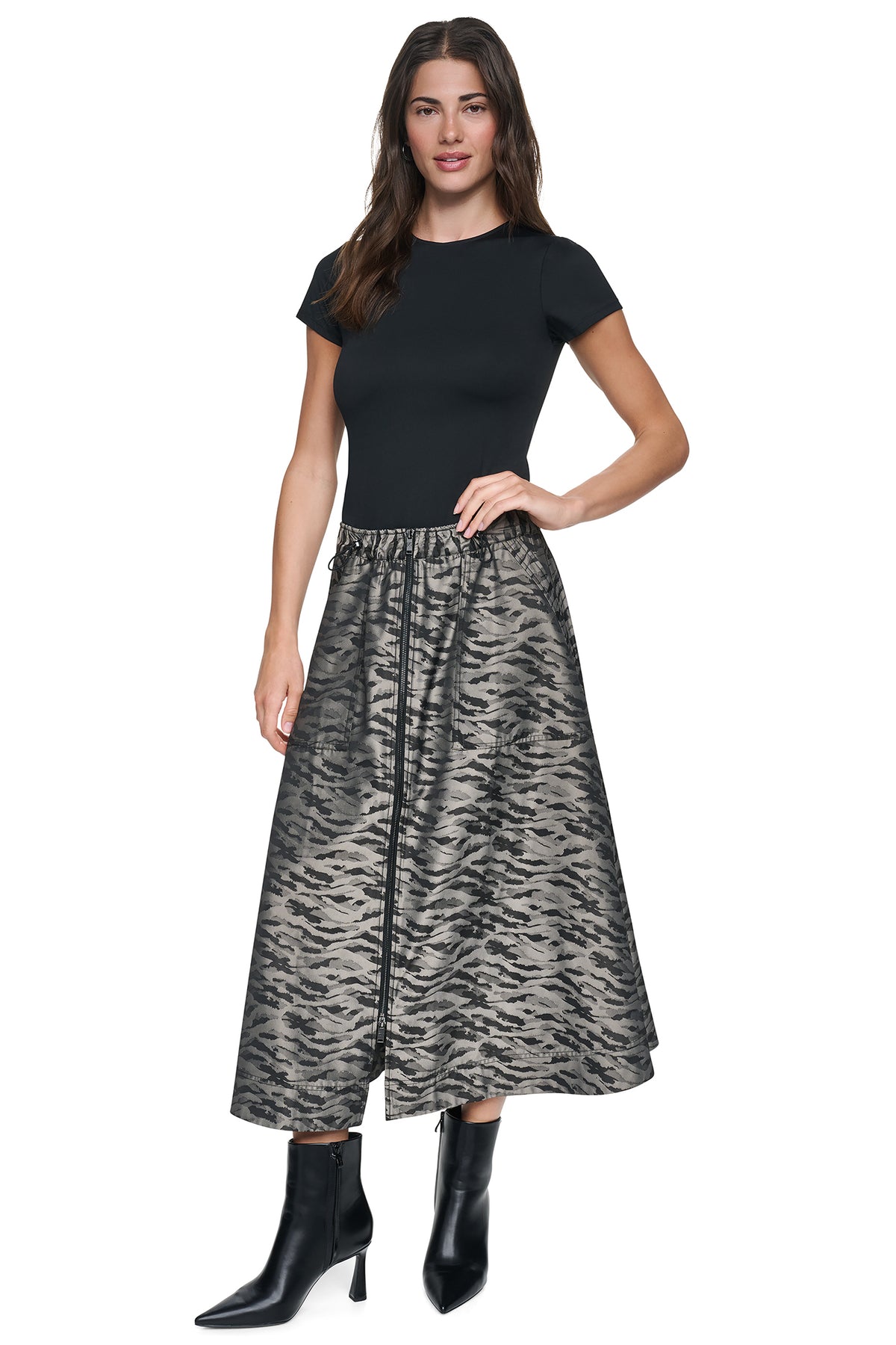 FRONT ZIP ANIMAL JACQUARD SKIRT VIEW 2