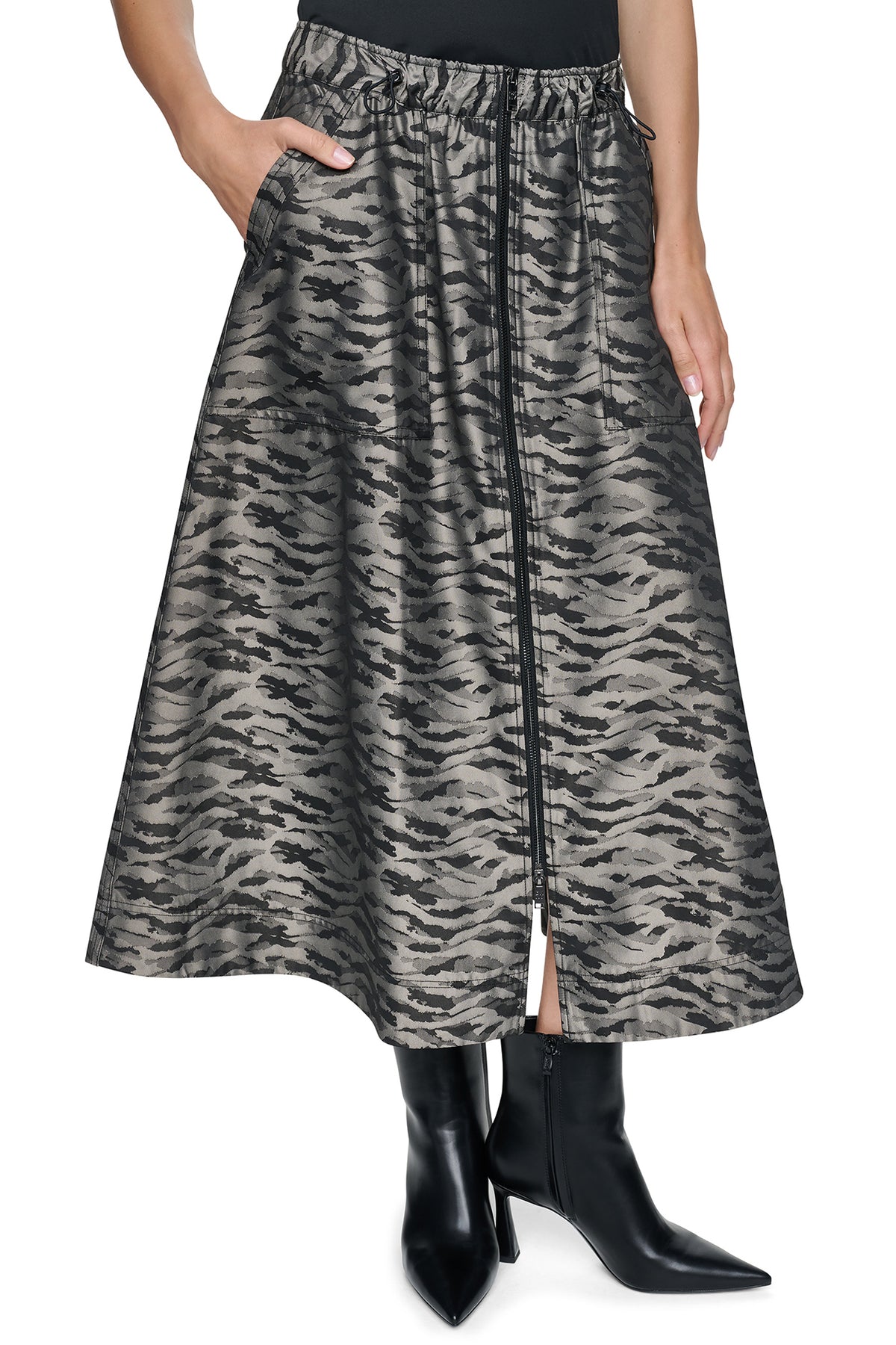 FRONT ZIP ANIMAL JACQUARD SKIRT VIEW 1