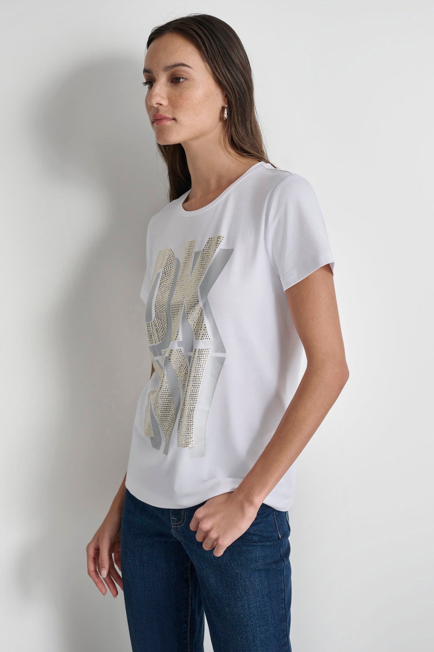 DKNY SHADOW GLITTER TEE VIEW 3 | Tees & Tanks
