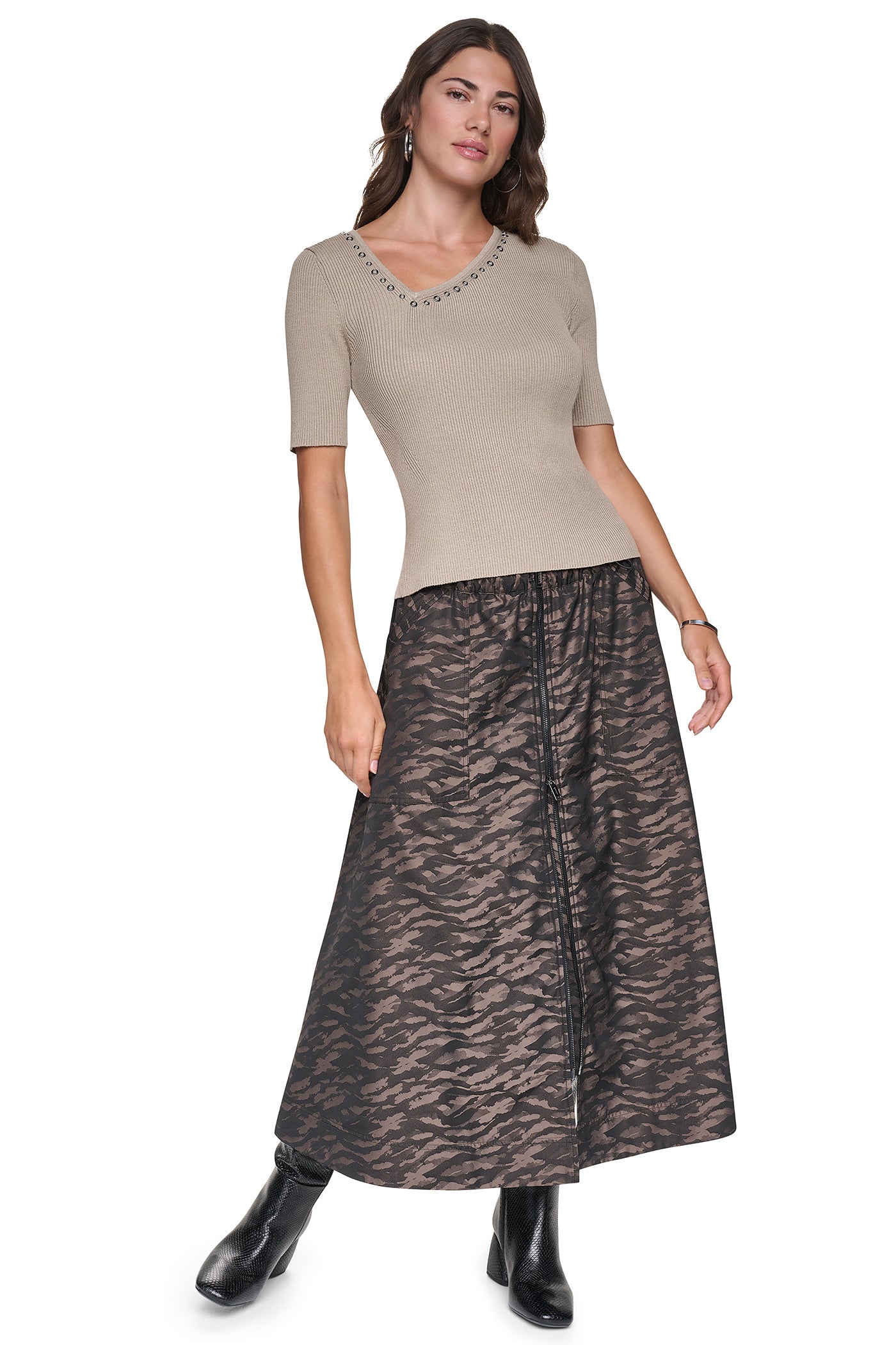 ASYMMETRIC NECK STUDDED SWEATER VIEW 4