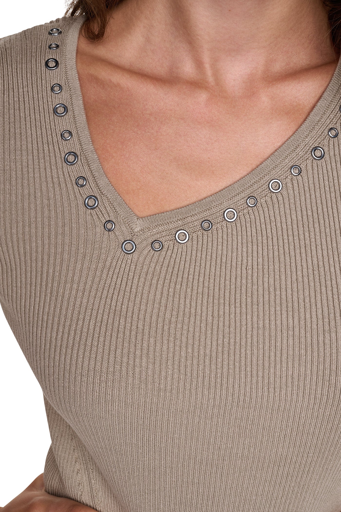 ASYMMETRIC NECK STUDDED SWEATER VIEW 6
