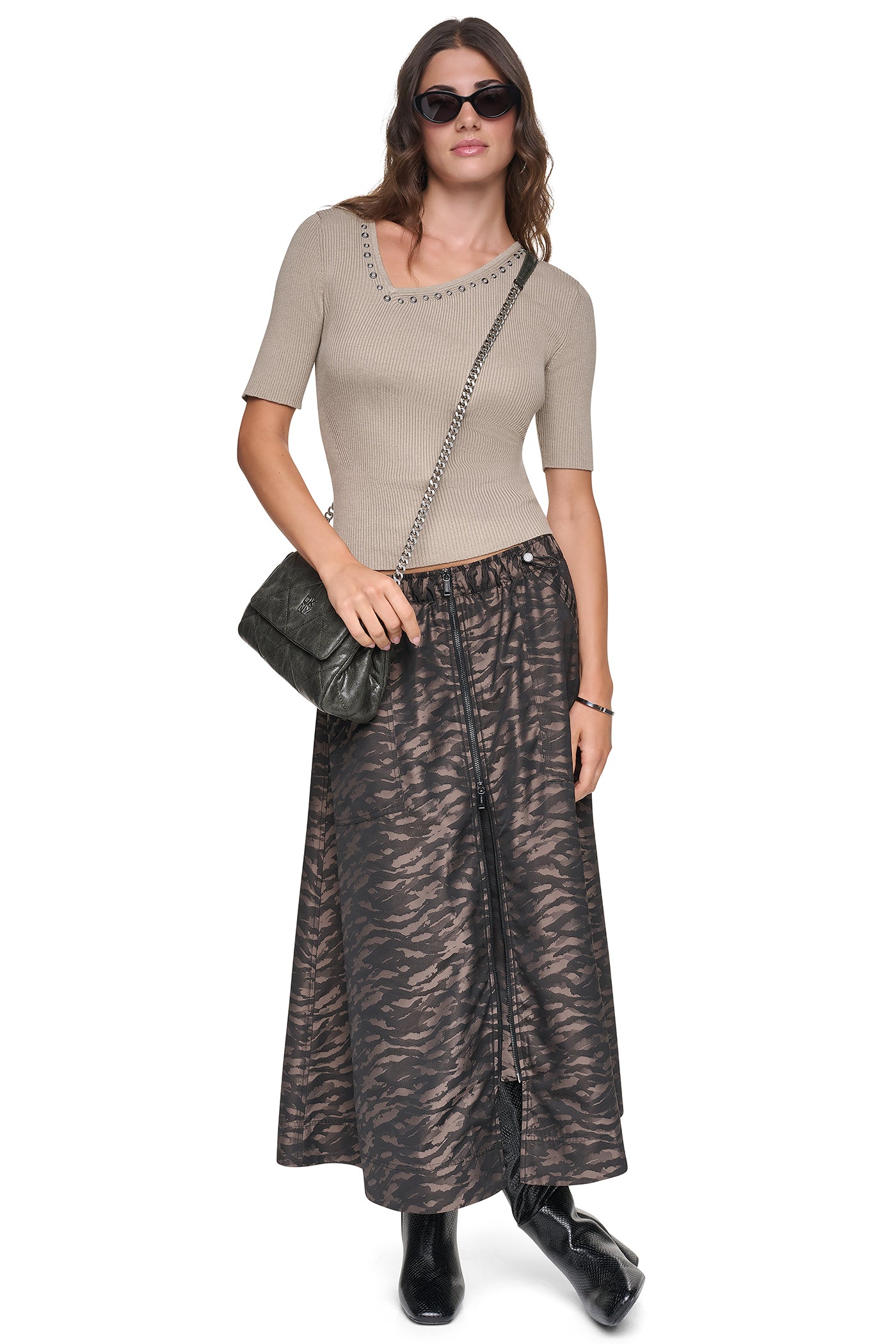 ASYMMETRIC NECK STUDDED SWEATER VIEW 7