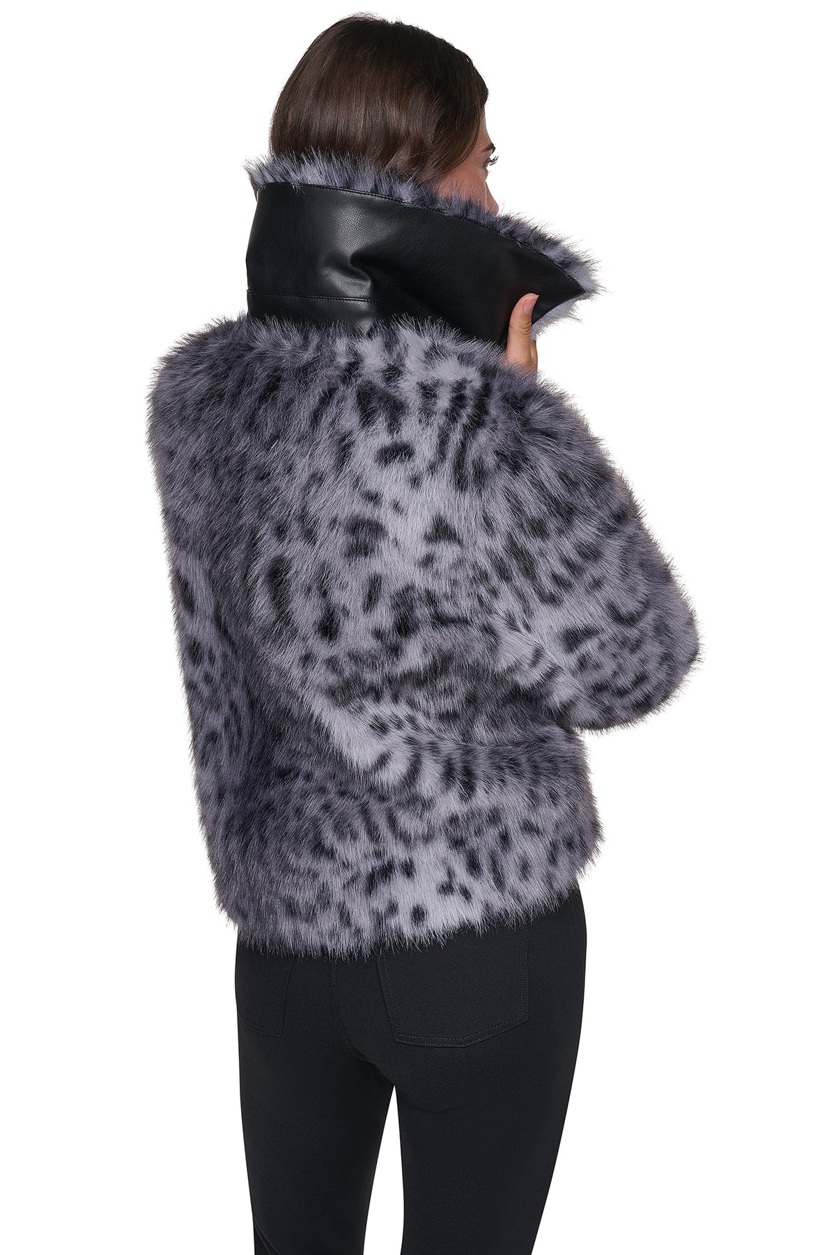 FAUX FUR ANIMAL PRINT JACKET VIEW 2