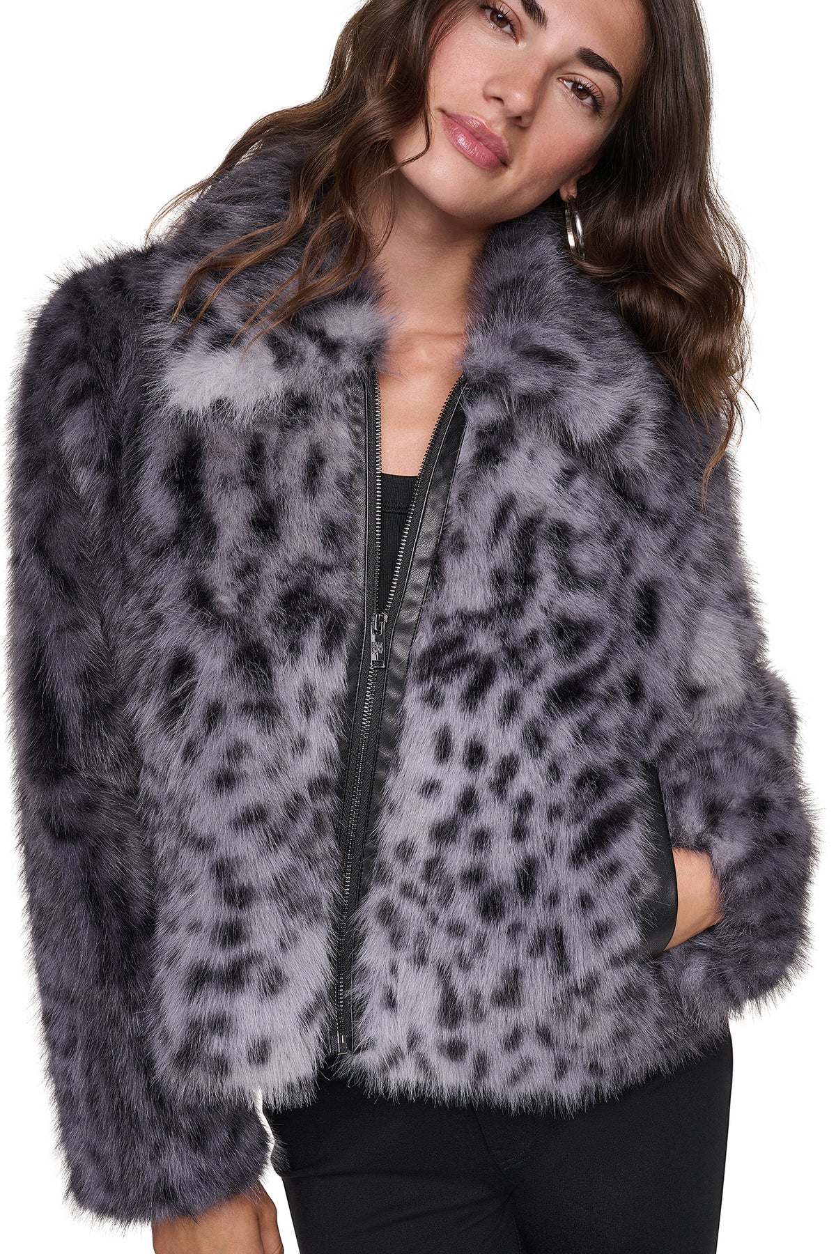 FAUX FUR ANIMAL PRINT JACKET VIEW 2