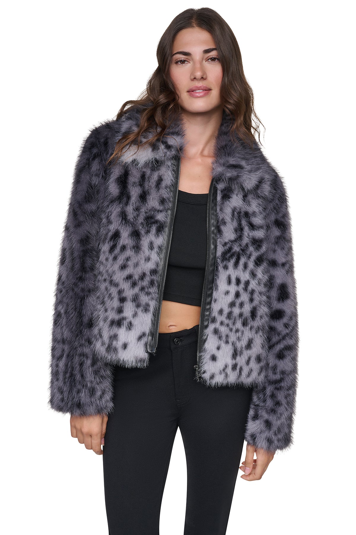 FAUX FUR ANIMAL PRINT JACKET VIEW 2