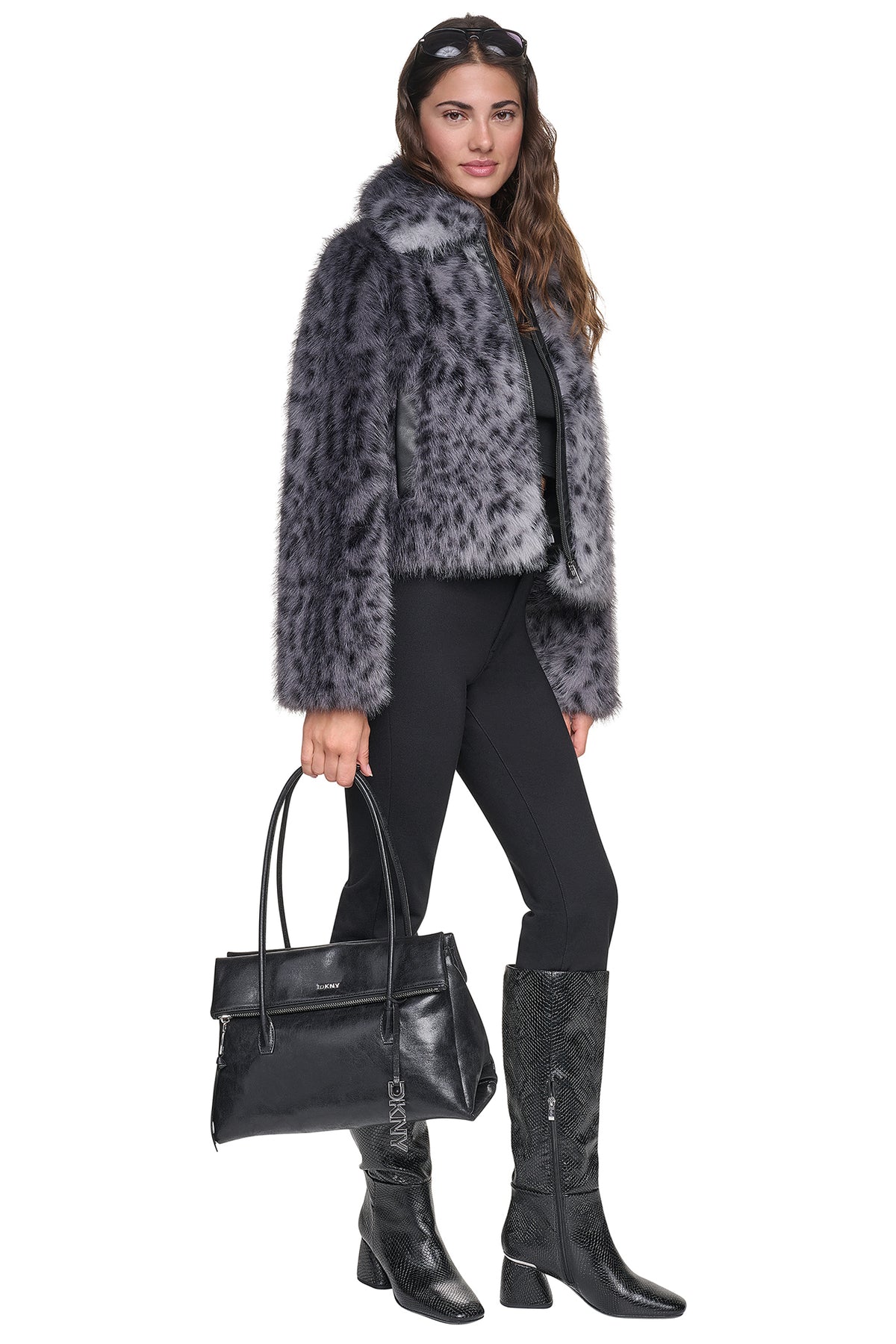 FAUX FUR ANIMAL PRINT JACKET VIEW 2