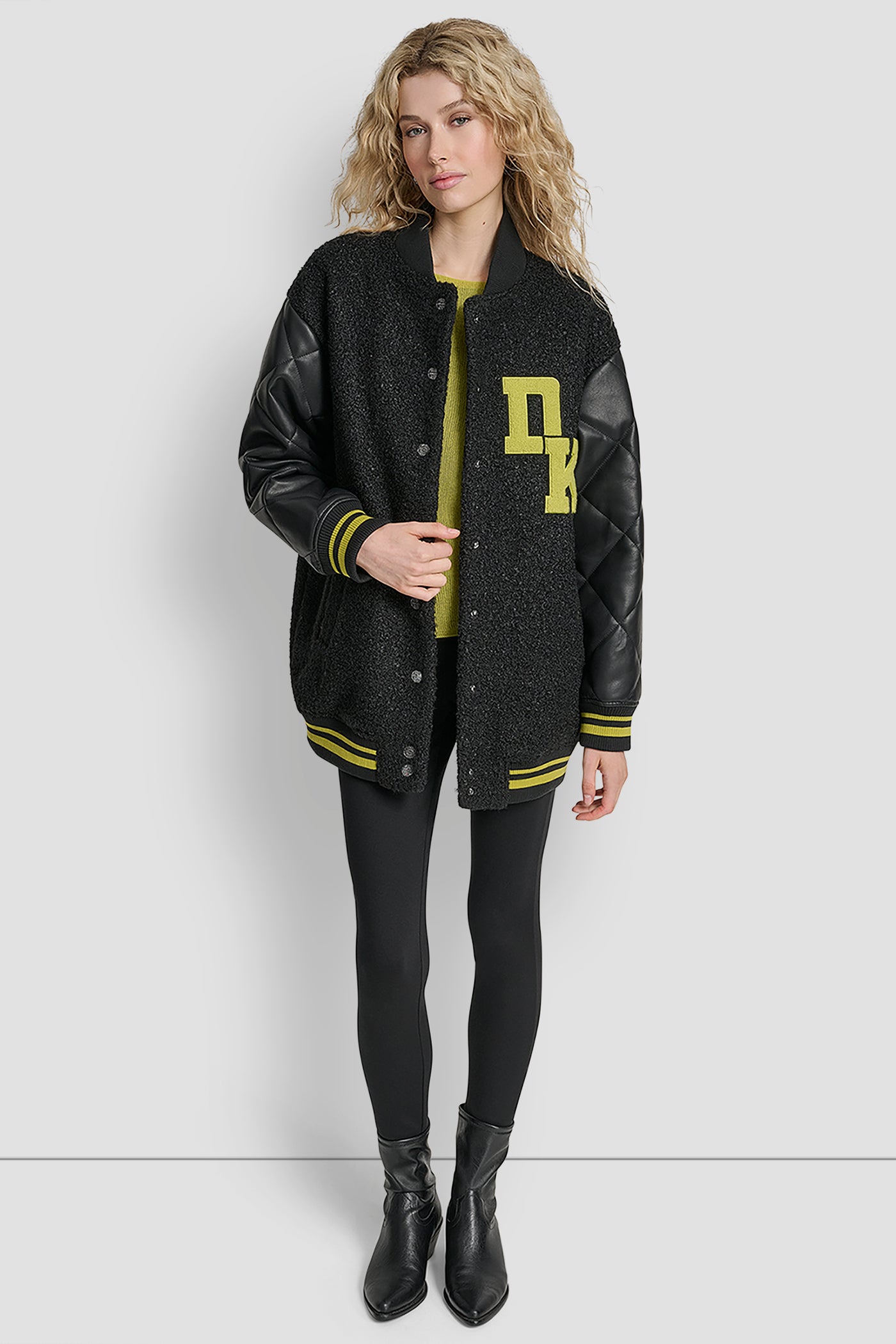 LONG SLEEVE TIGHT BOUCLE LOGO BUTTON FRONT JACKET VIEW 8 | Jackets & Trench Coats