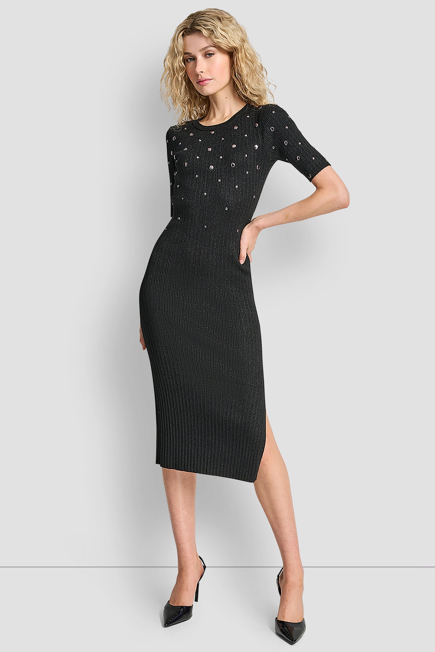 ALL OVER STUDDED SWEATSHIRT DRESS VIEW 3 | Dresses & Jumpsuits