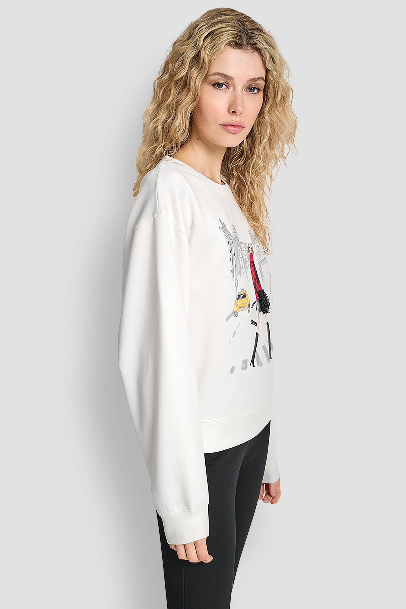 POLISHED STRETCH LONG SLEEVE TOP VIEW 3 | DKNY Promo