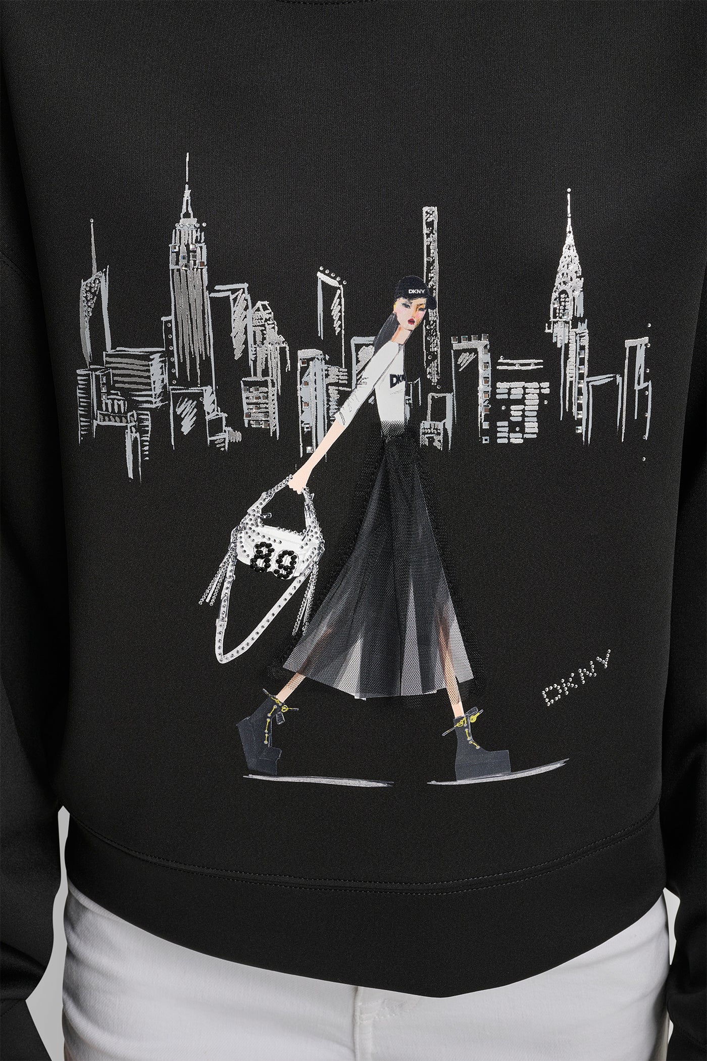 Black LONG SLEEVE NEW YORK GIRLS TRIP SWEATSHIRT, BACK VIEW | Sweatshirts & Joggers