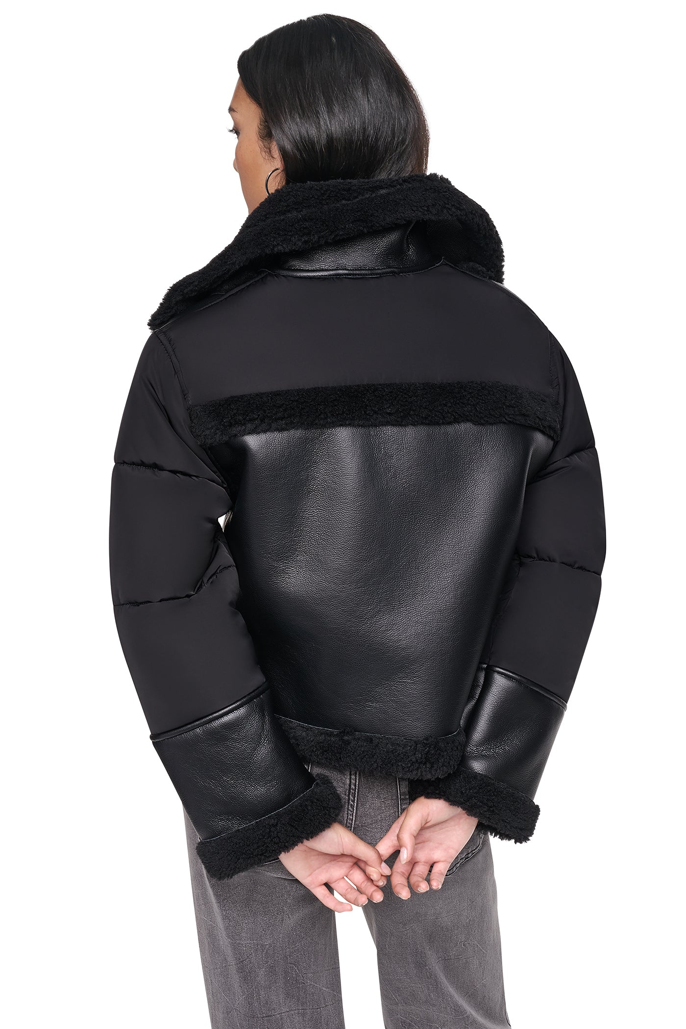 PUFF SLEEVE FAUX SHEARLING JACKET View 2 | WOMENS COATS & JACKETS