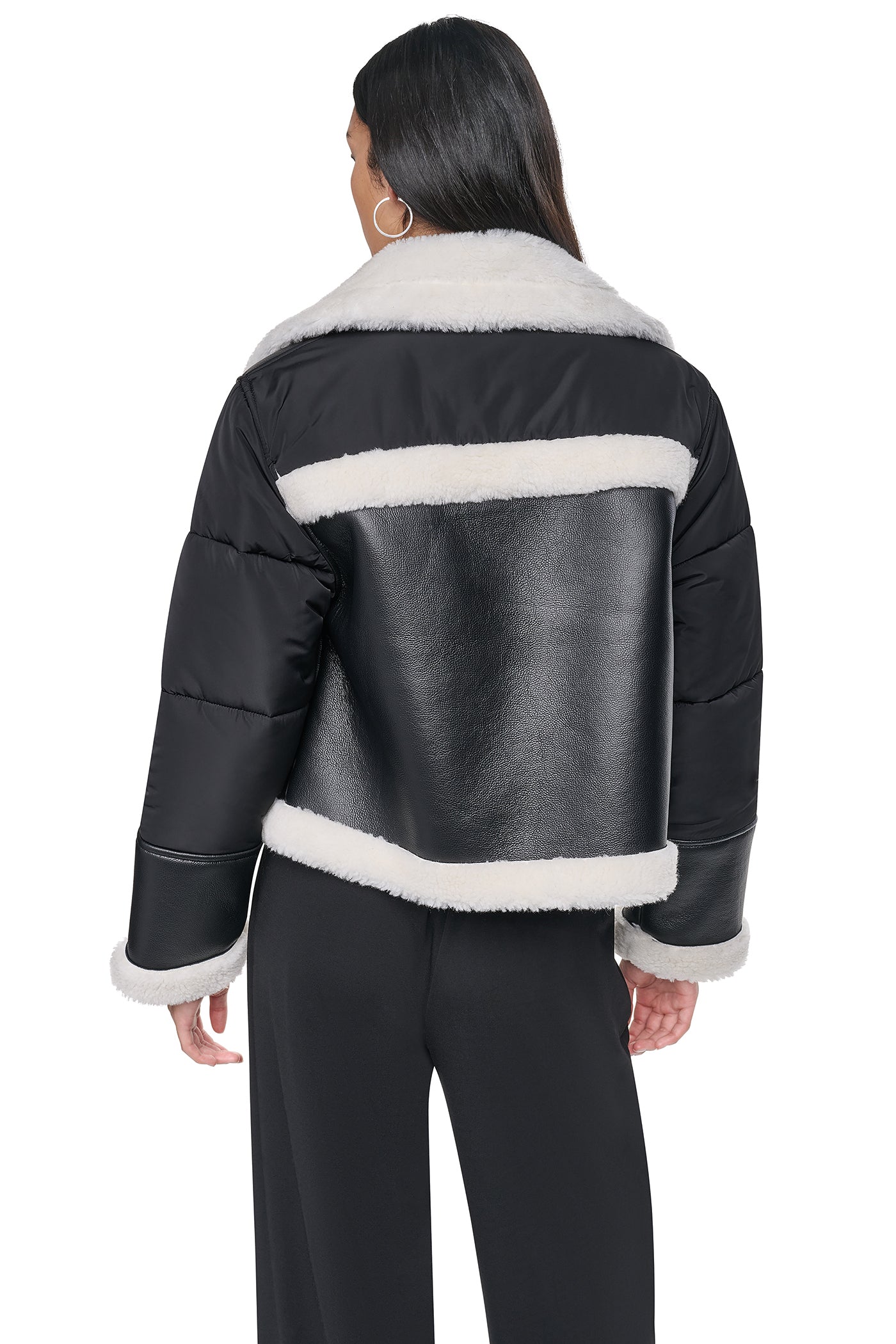 PUFF SLEEVE FAUX SHEARLING JACKET VIEW 2