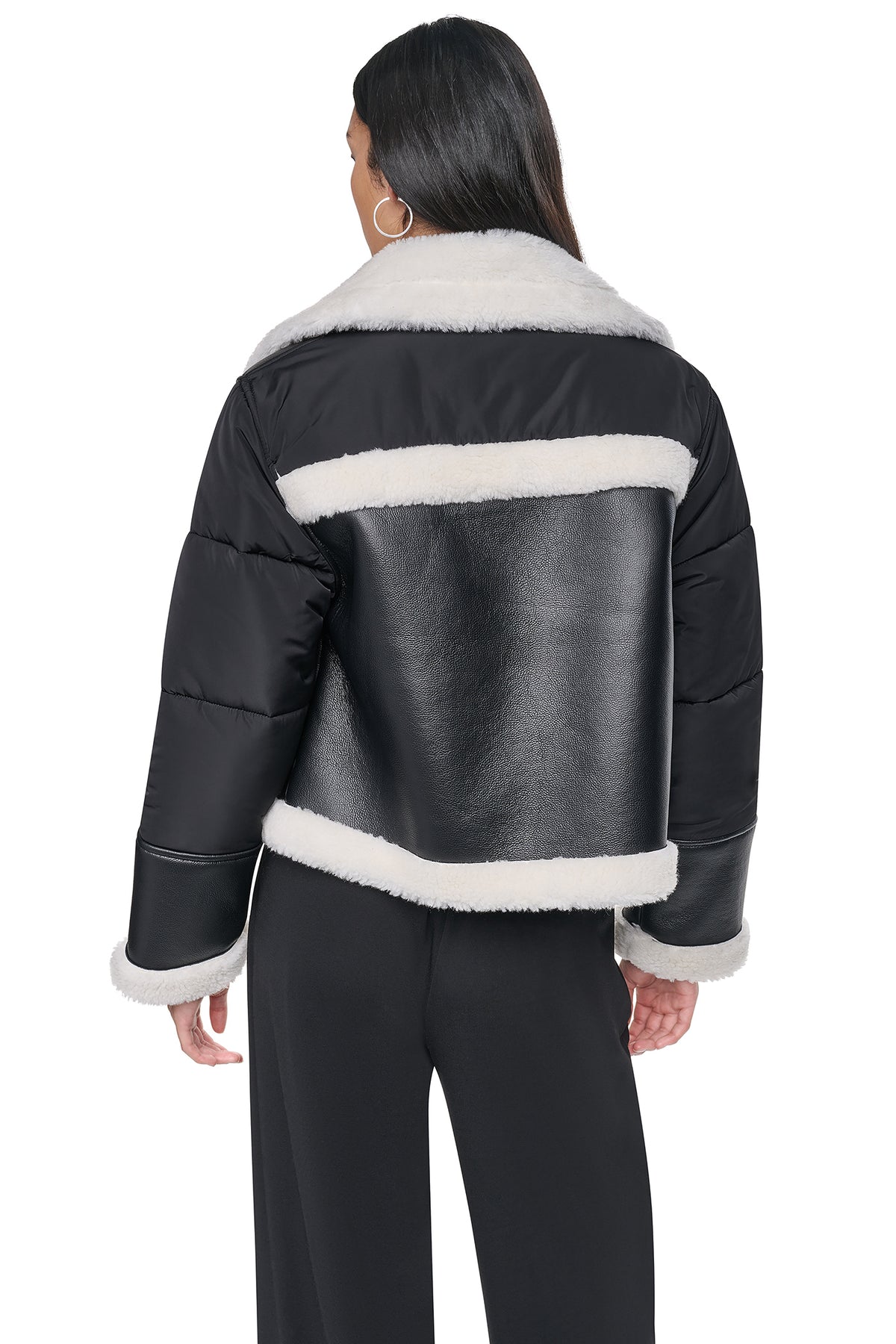 PUFF SLEEVE FAUX SHEARLING JACKET View 2 | Women's Jacket Sale