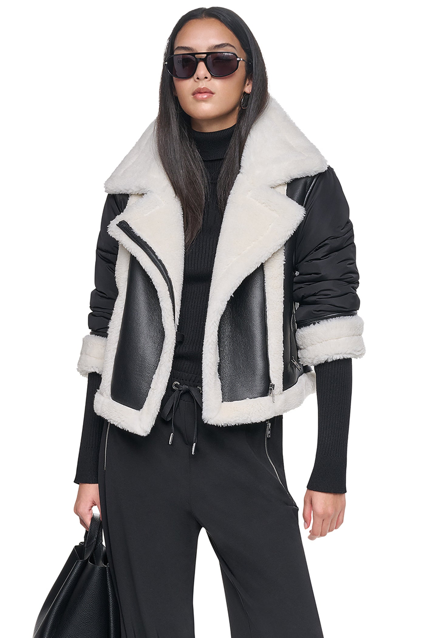 PUFF SLEEVE FAUX SHEARLING JACKET View 1 | WOMENS COATS & JACKETS