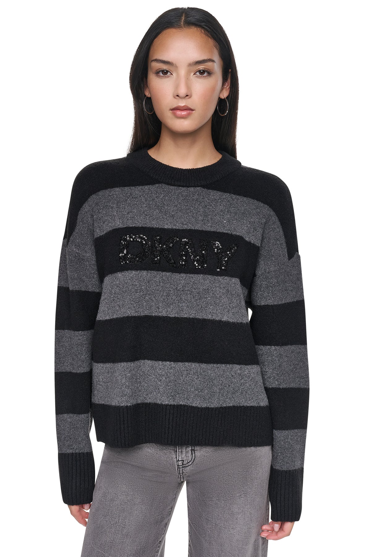 SEQUIN LOGO STRIPE SWEATER VIEW 2
