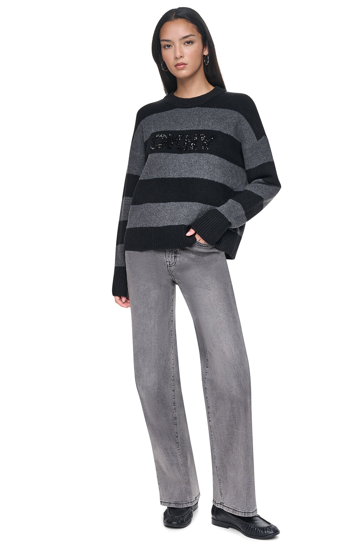 SEQUIN LOGO STRIPE SWEATER VIEW 2