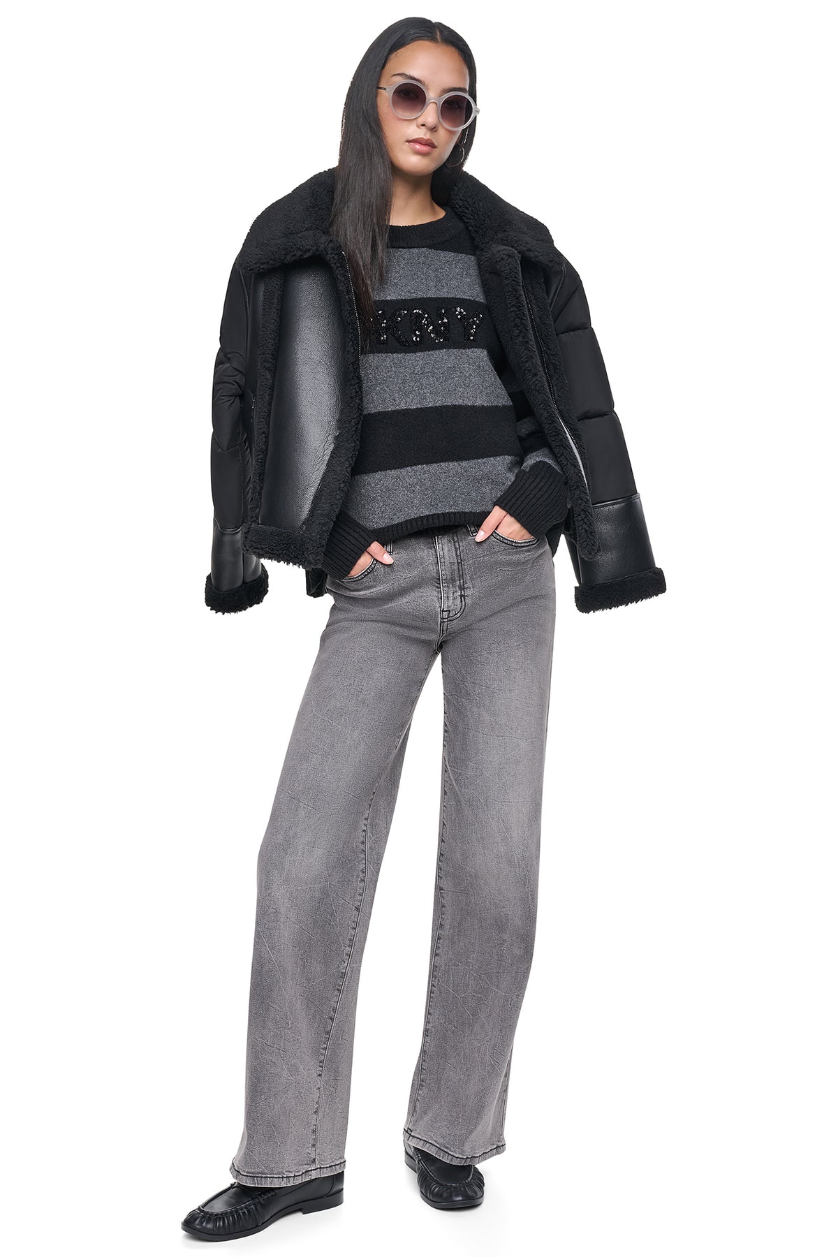 SEQUIN LOGO STRIPE SWEATER VIEW 2