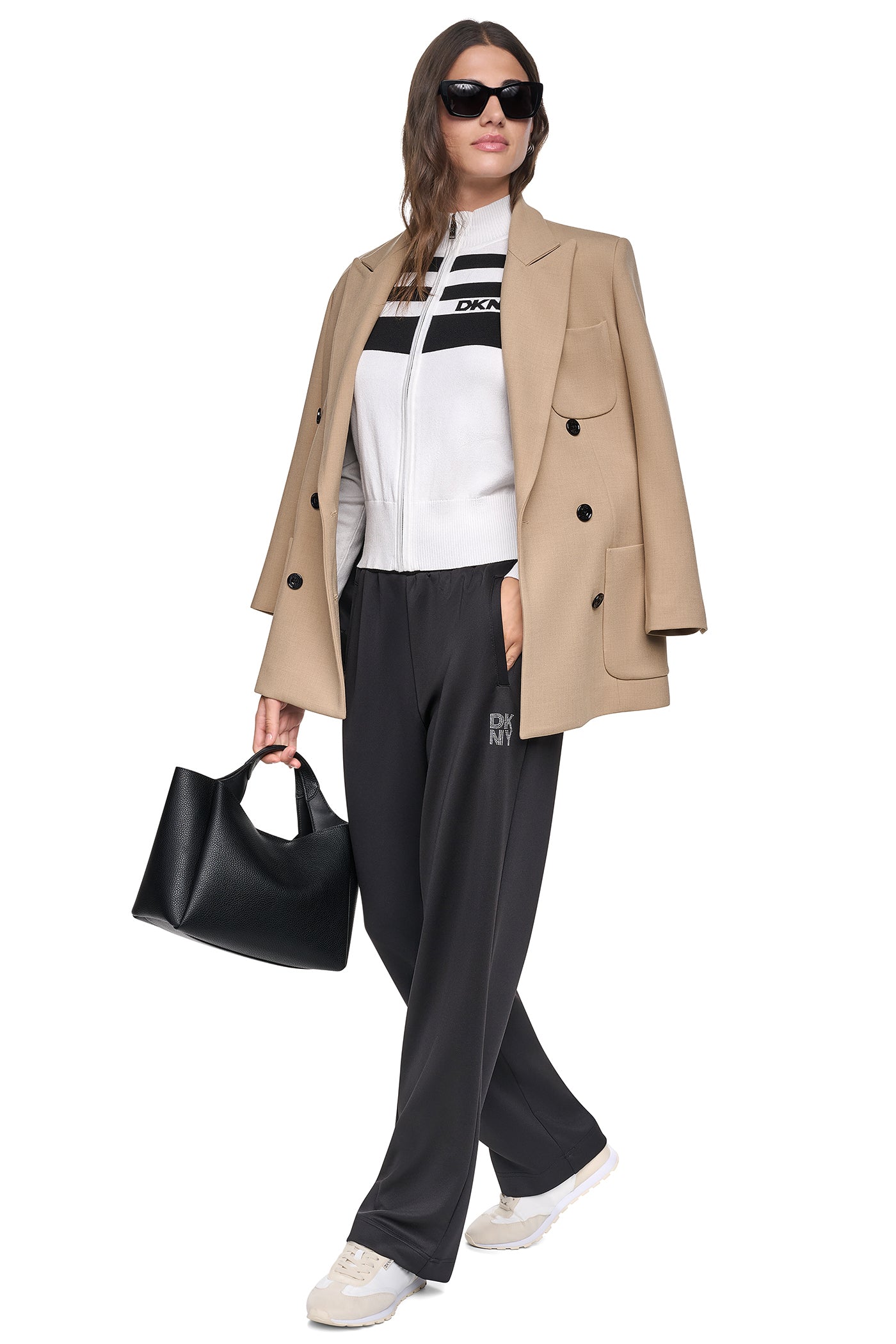 STRIPED MOCK NECK ZIP SWEATER VIEW 2