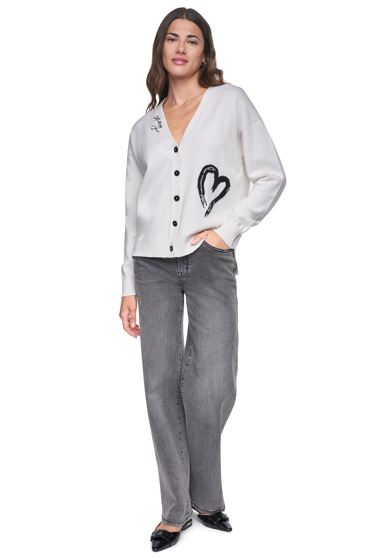 BRUSHSTROKE HEART CARDIGAN VIEW 2