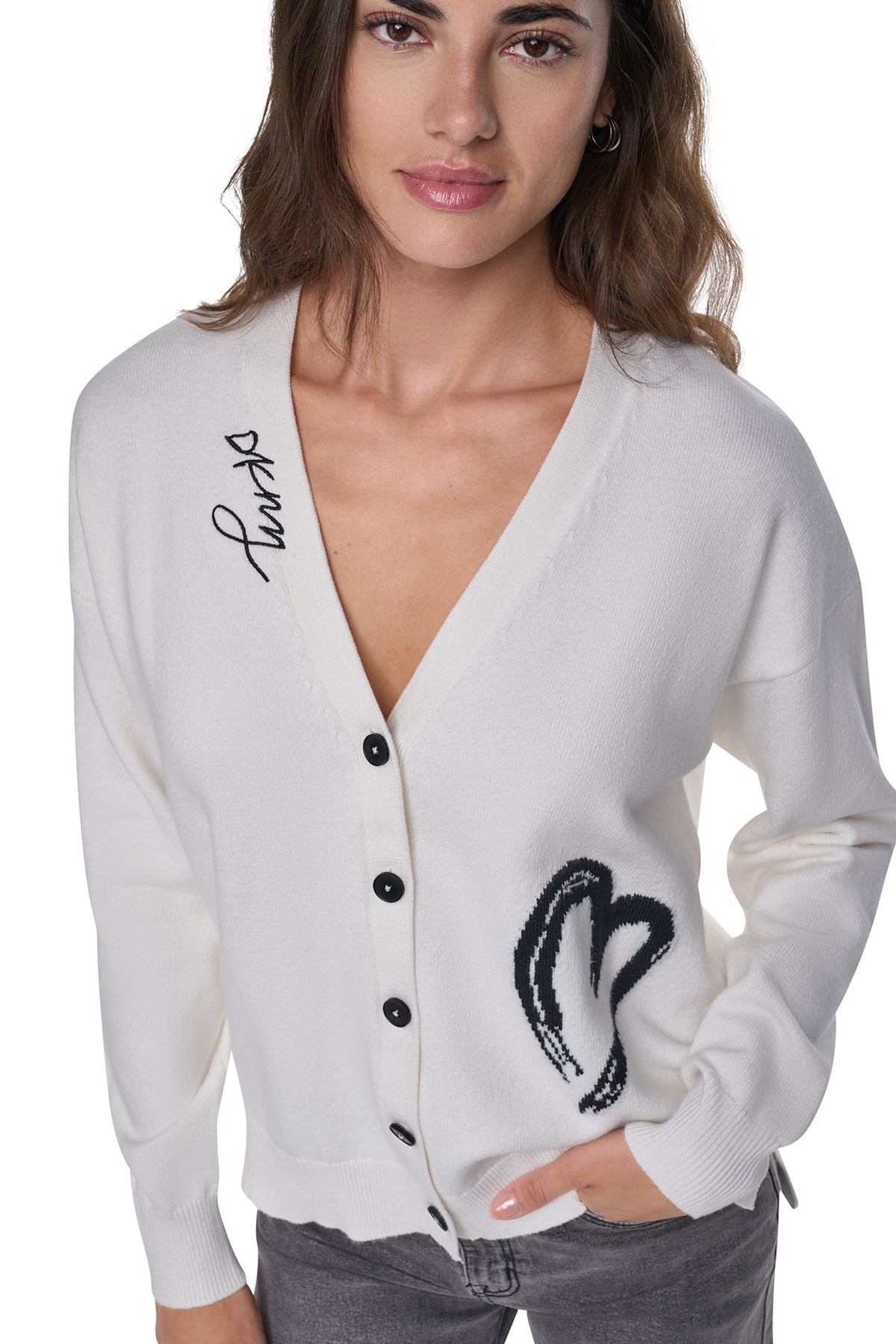 BRUSHSTROKE HEART CARDIGAN VIEW 2