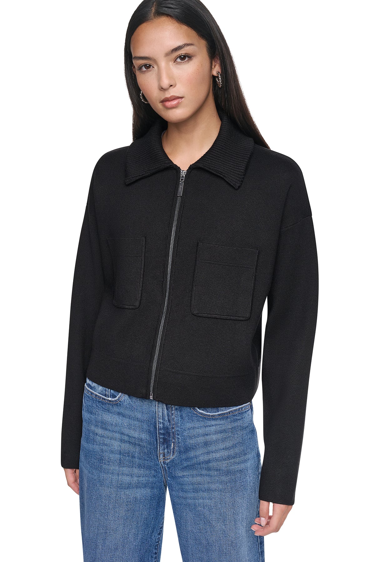 ZIP-FRONT SWEATER JACKET VIEW 2