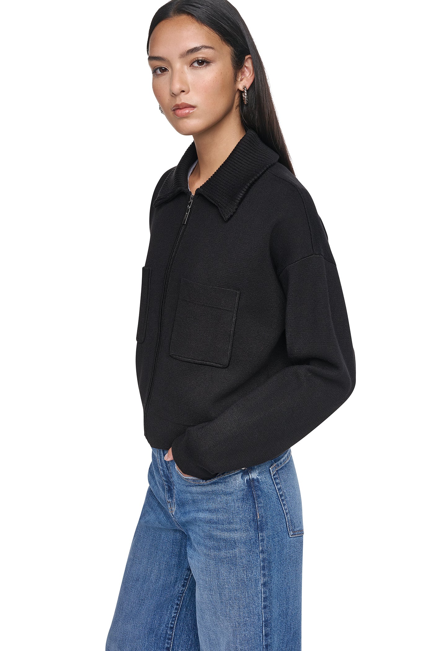 ZIP-FRONT SWEATER JACKET VIEW 2