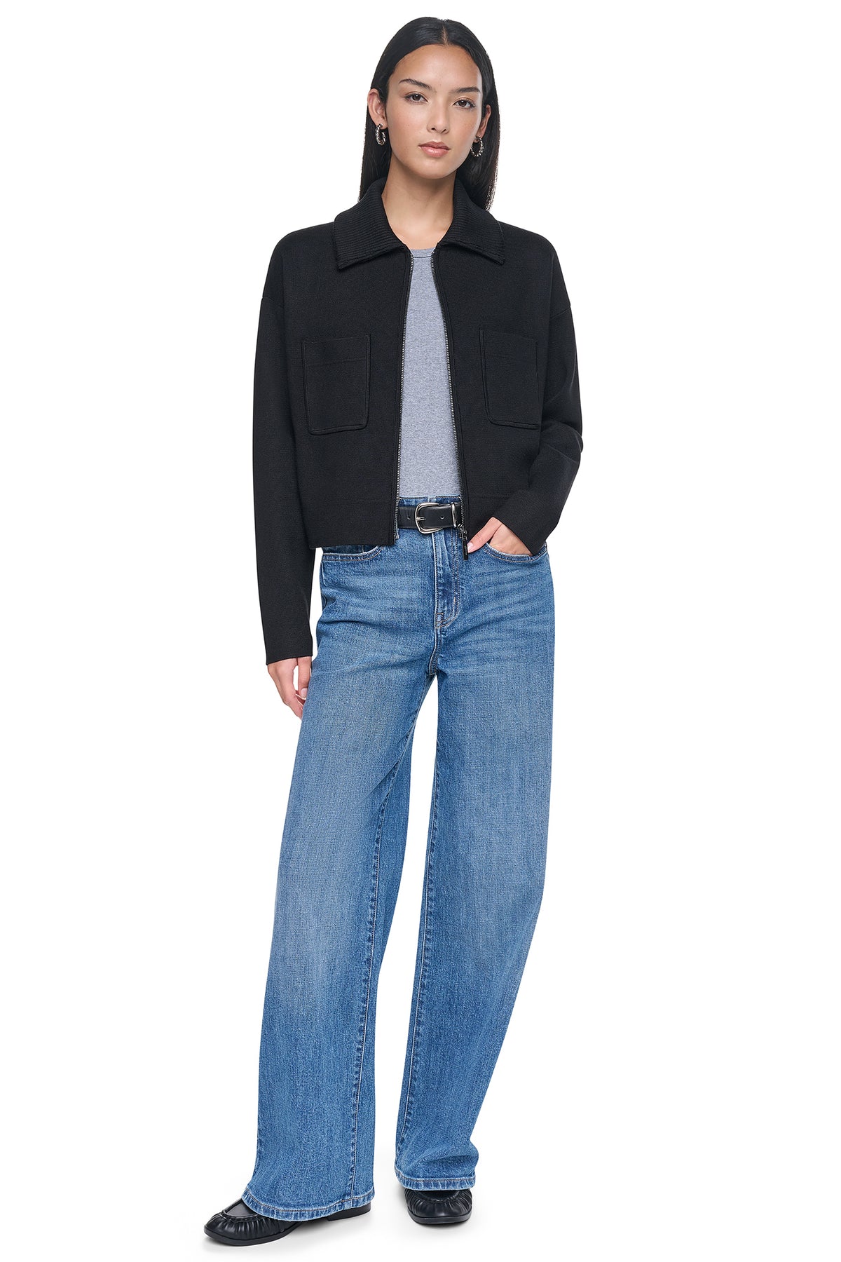ZIP-FRONT SWEATER JACKET VIEW 2