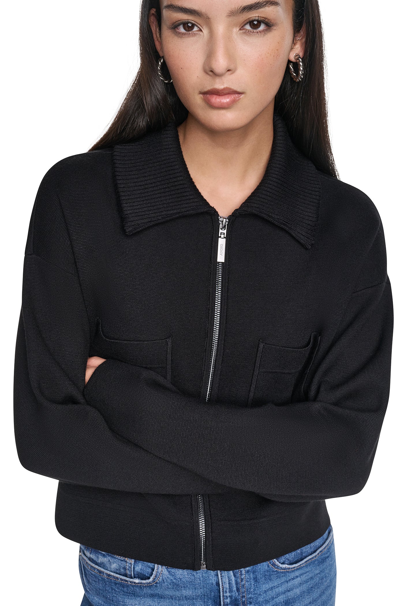 ZIP-FRONT SWEATER JACKET VIEW 2