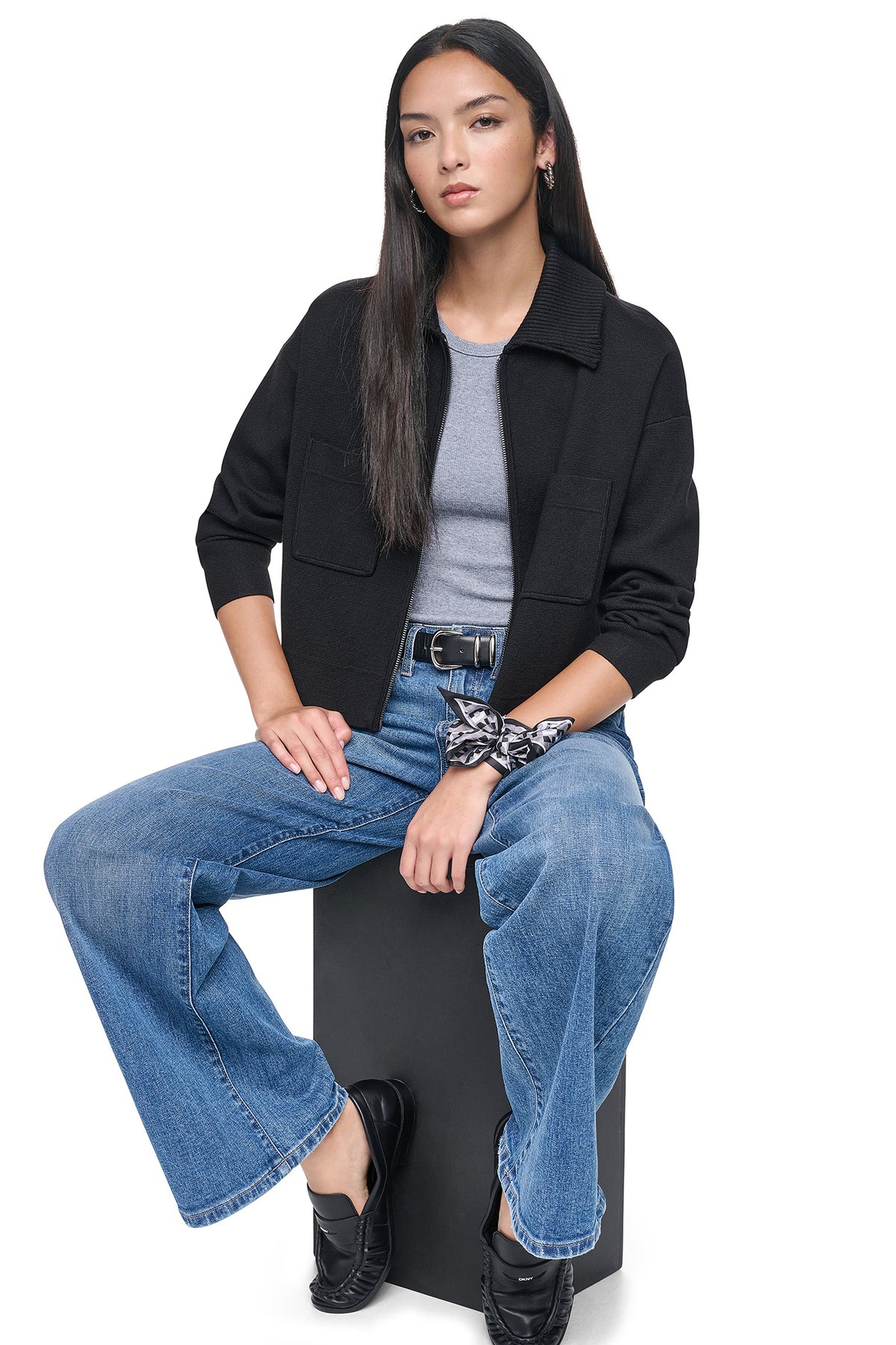 ZIP-FRONT SWEATER JACKET VIEW 1