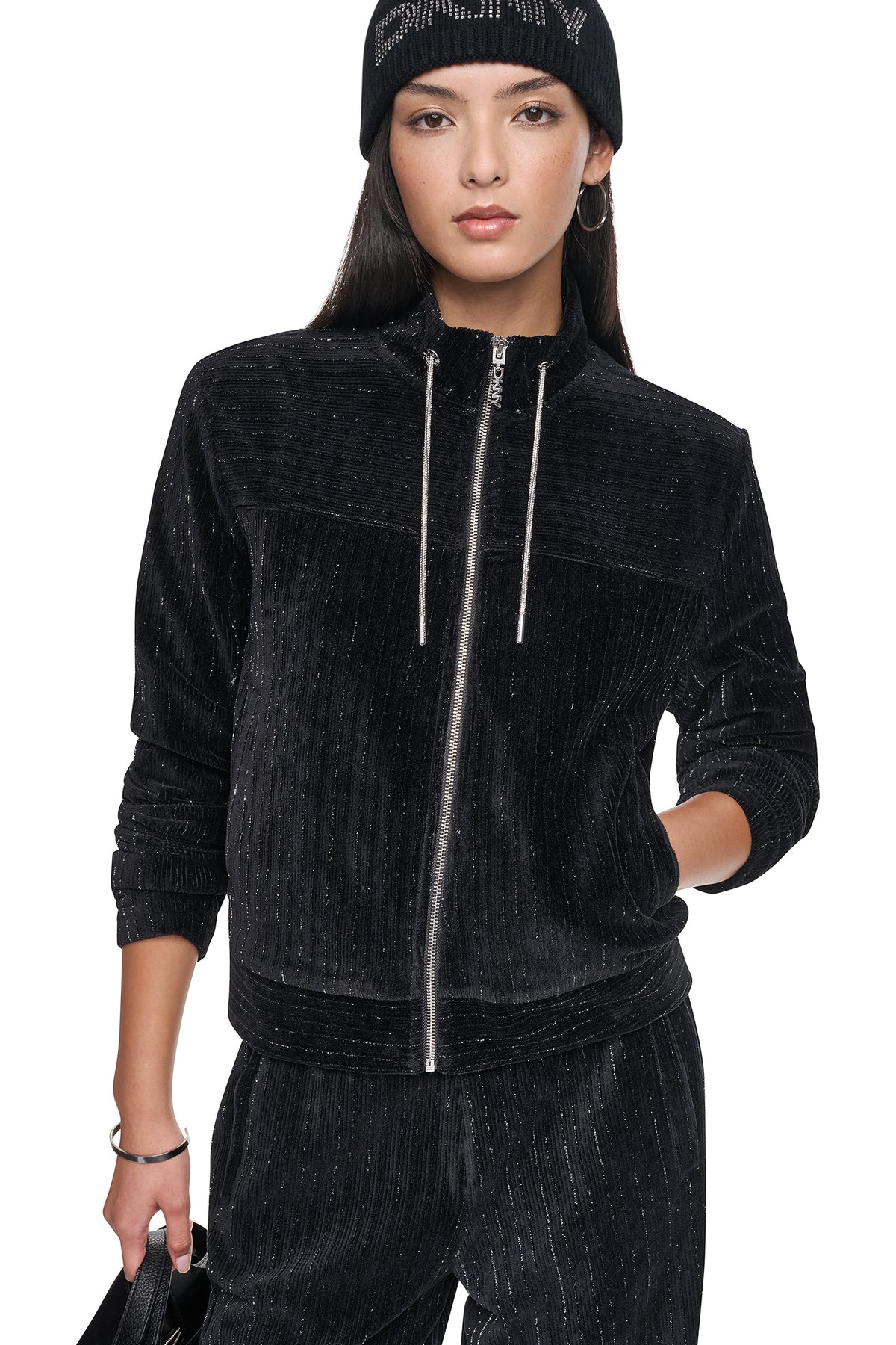 METALLIC VELVET KNIT JACKET VIEW 1