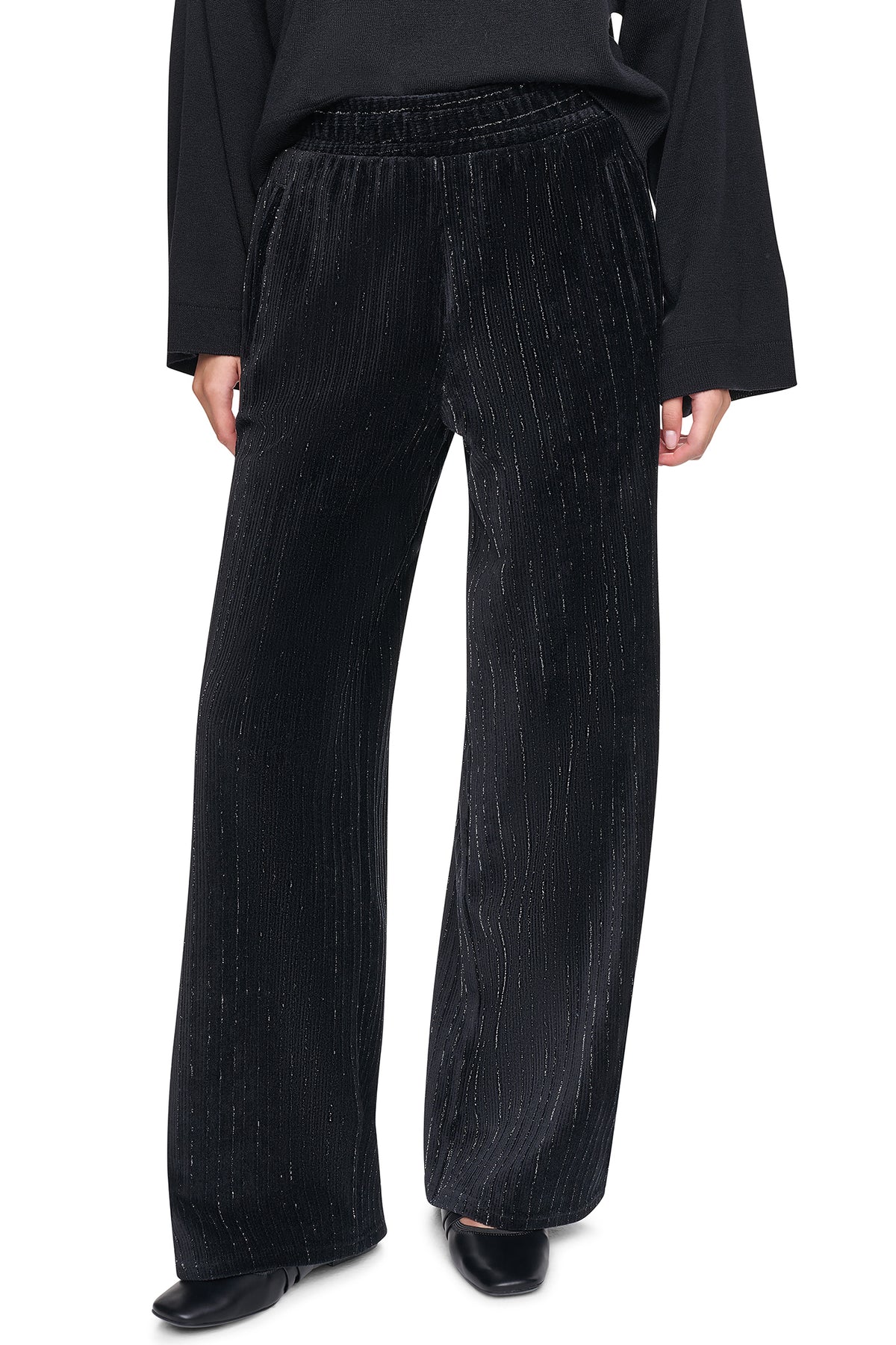 METALLIC VELVET PULL ON SWEATER PANT VIEW 2