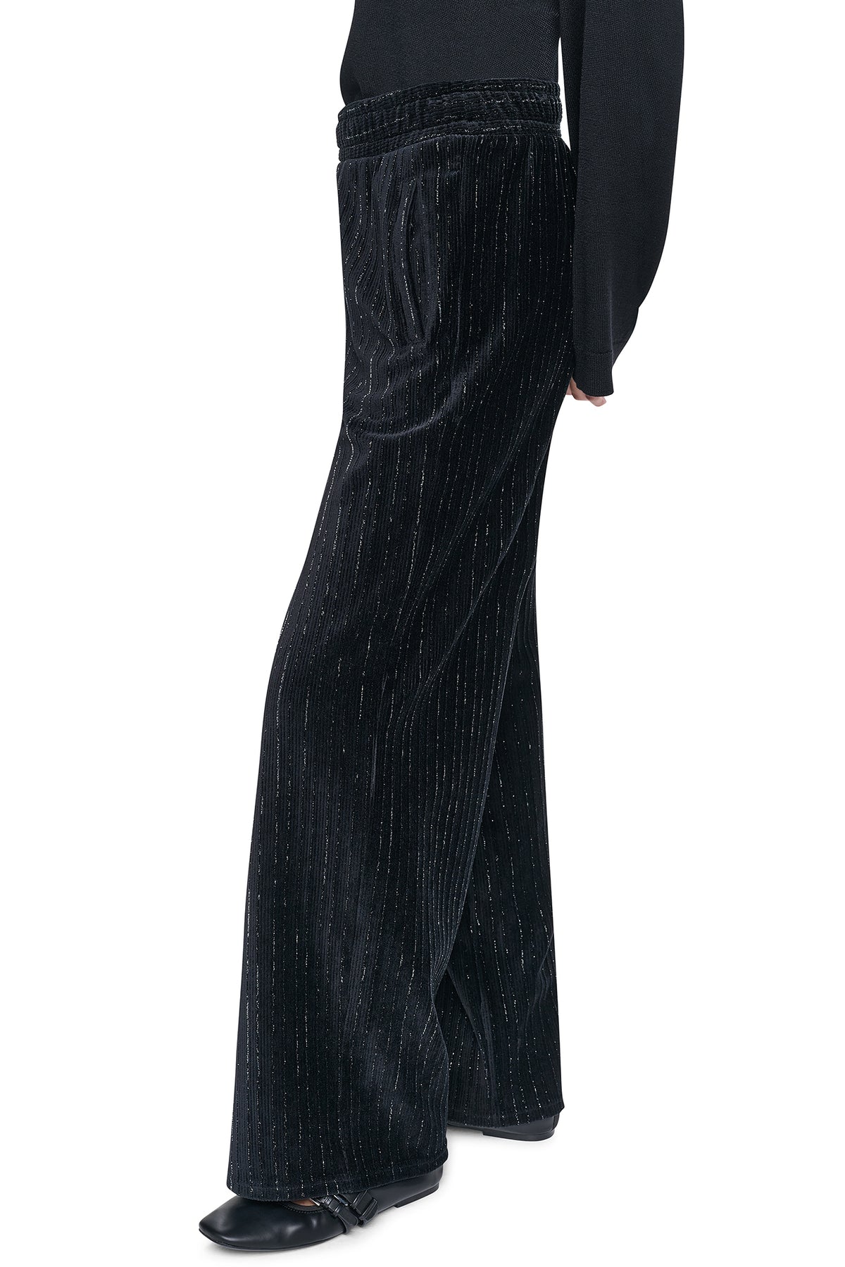 METALLIC VELVET PULL ON SWEATER PANT VIEW 2