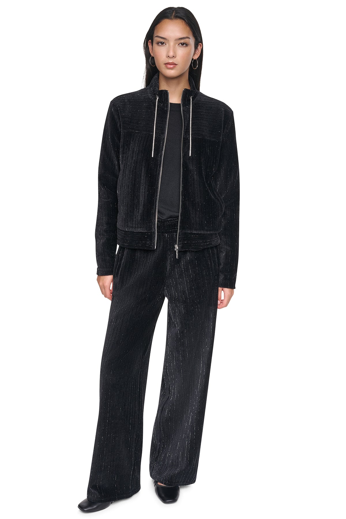 METALLIC VELVET PULL ON SWEATER PANT VIEW 2