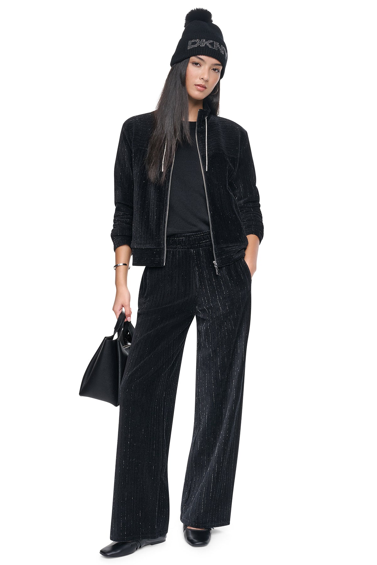METALLIC VELVET PULL ON SWEATER PANT VIEW 1
