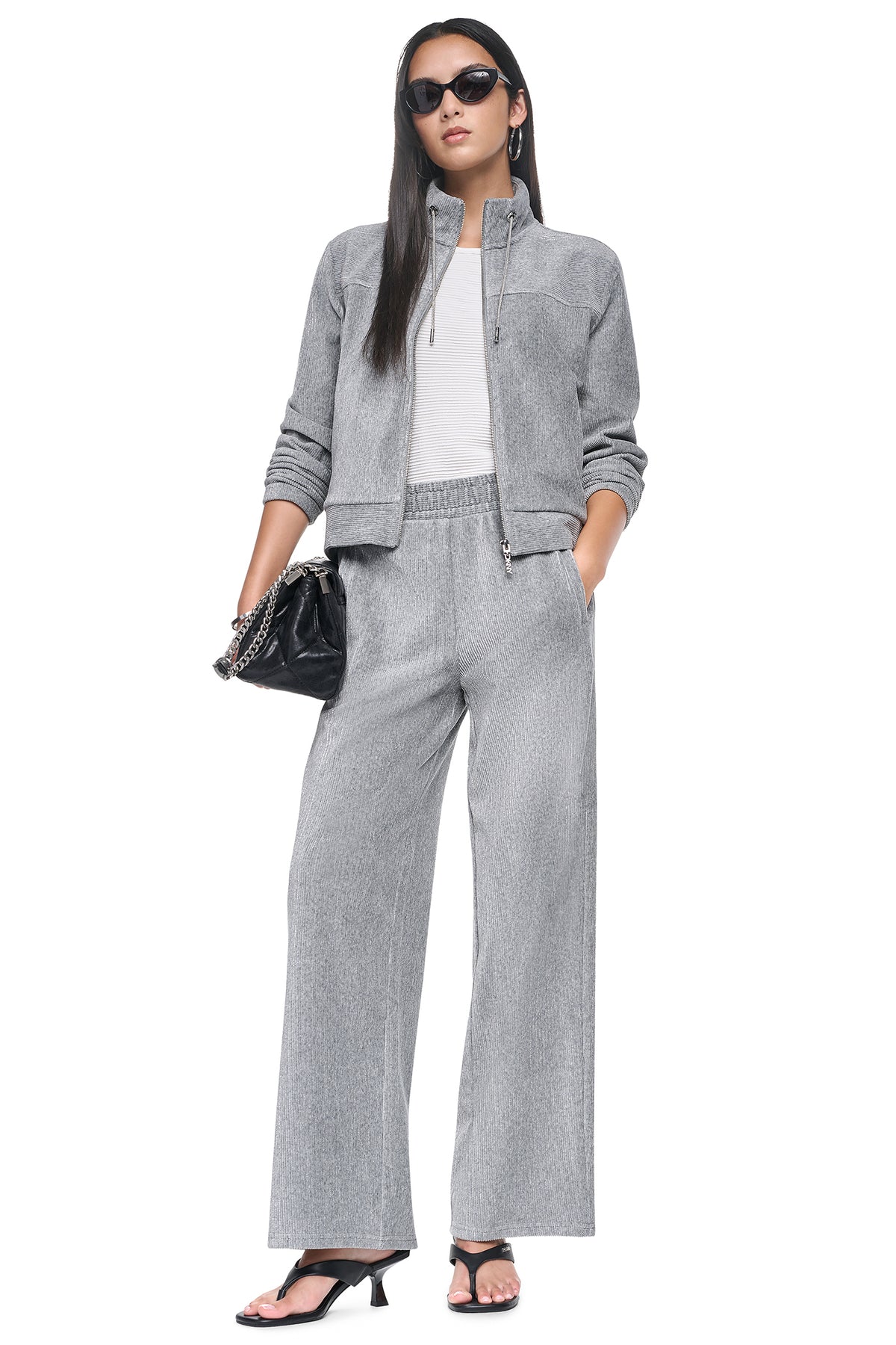 METALLIC VELVET PULL ON SWEATER PANT VIEW 1