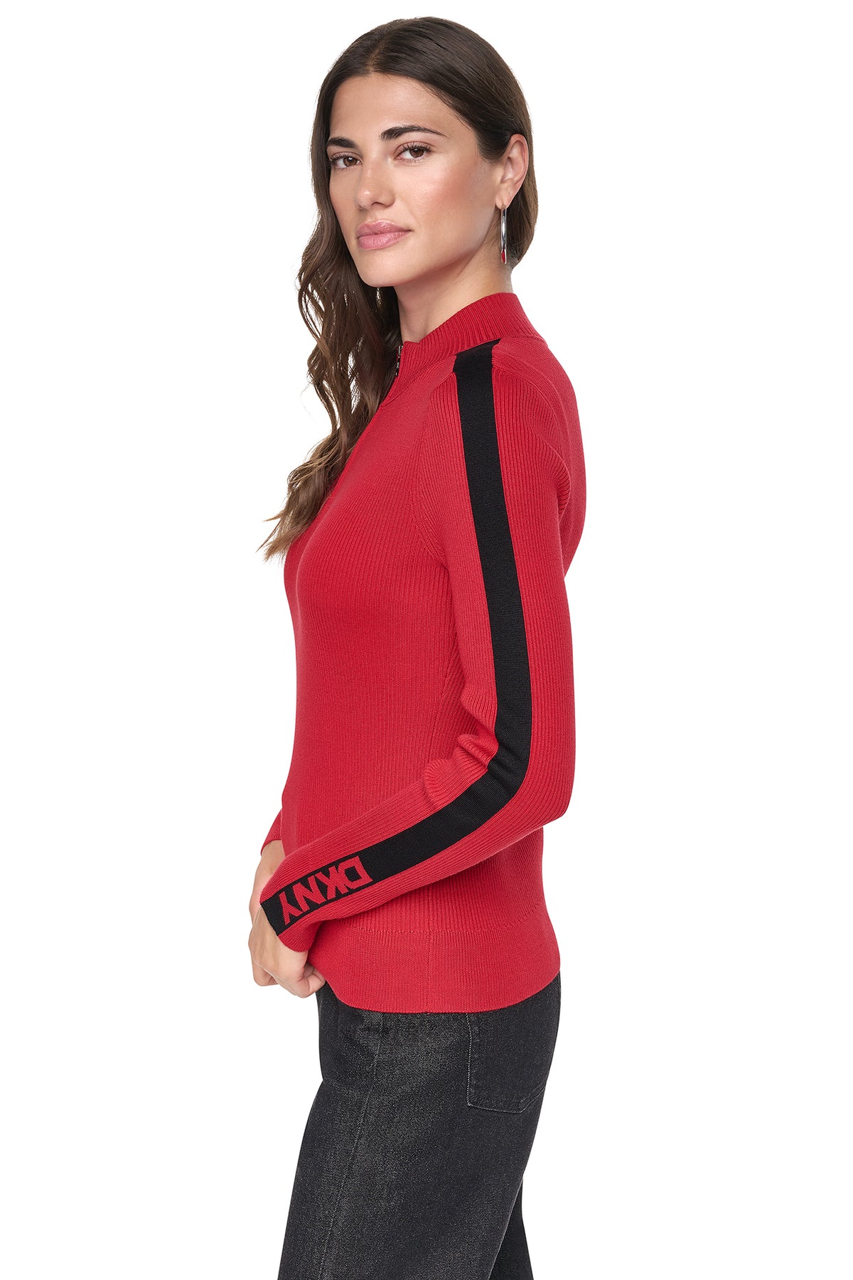QUARTER-ZIP LOGO TAPE SWEATER VIEW 2