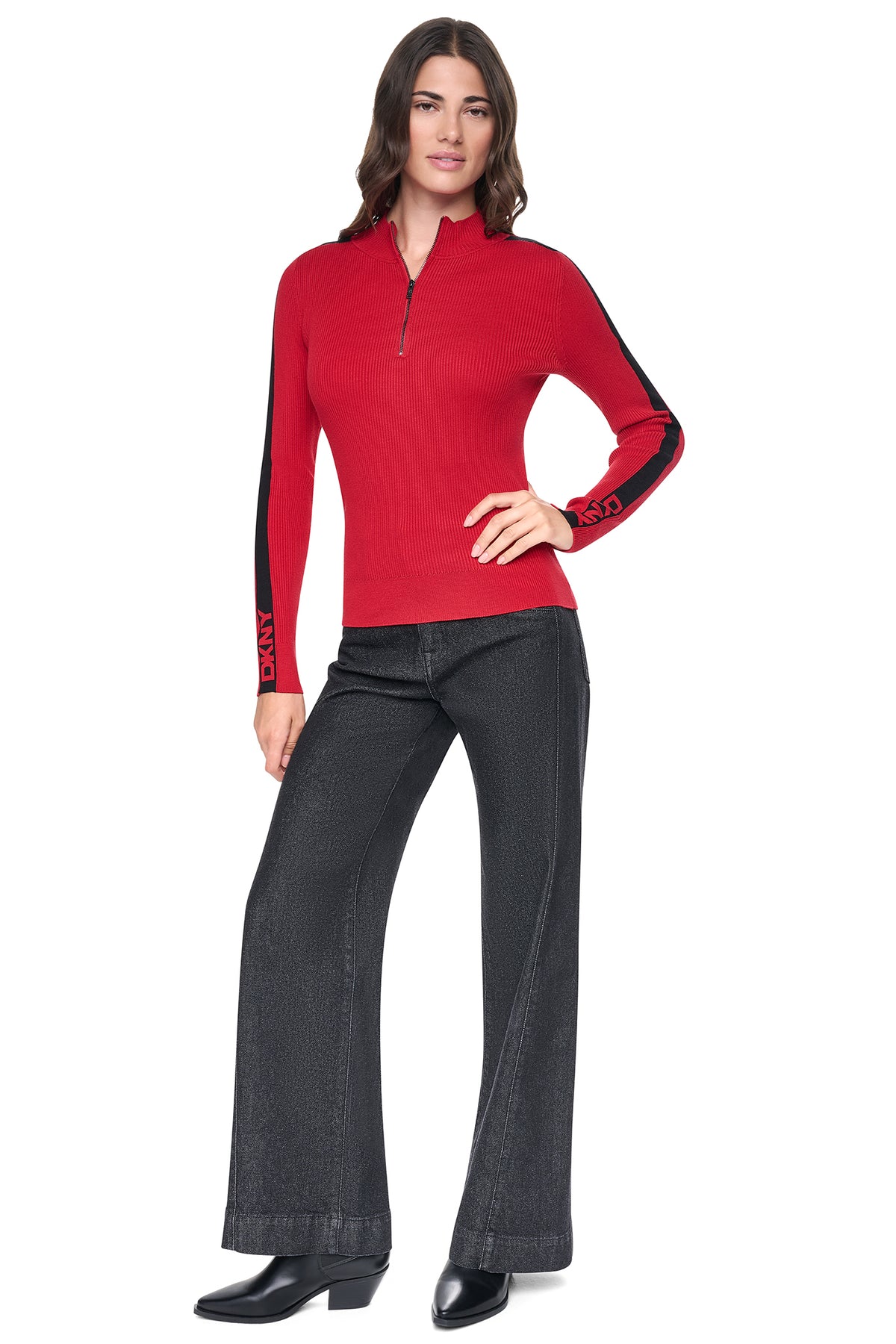 QUARTER-ZIP LOGO TAPE SWEATER VIEW 2